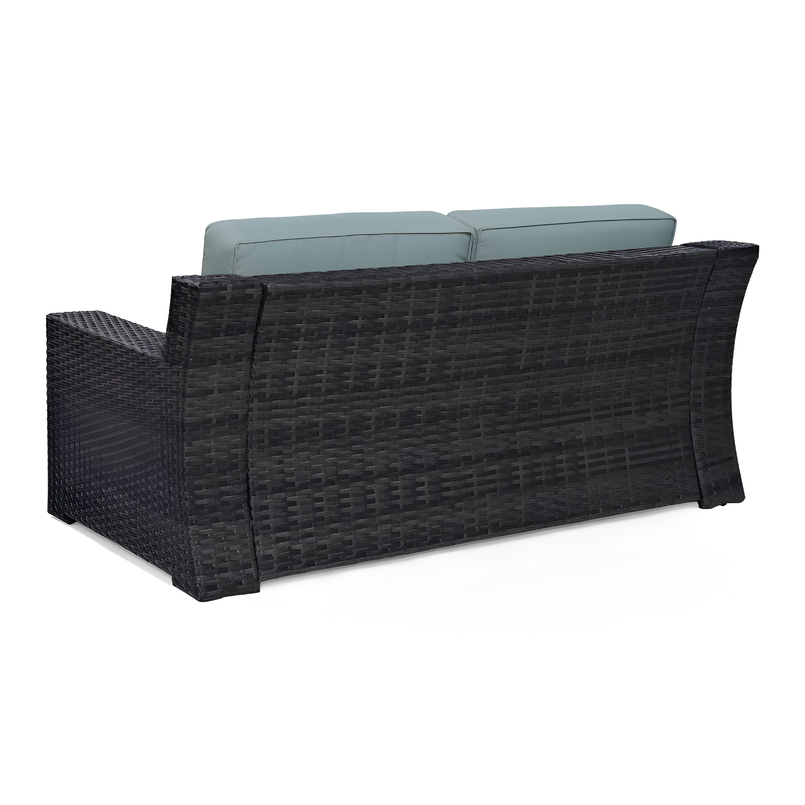 Beaufort Outdoor Wicker Loveseat - Mist - Crosley: Powder-Coated Steel Frame, UV-Resistant, with Foam Cushions