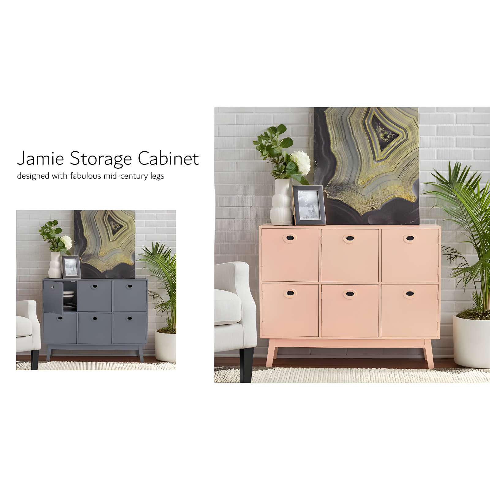 Charleston Sofa Table Off White/Chestnut - Buylateral: 2 Drawers, Lower Shelf, Mid-Century Modern