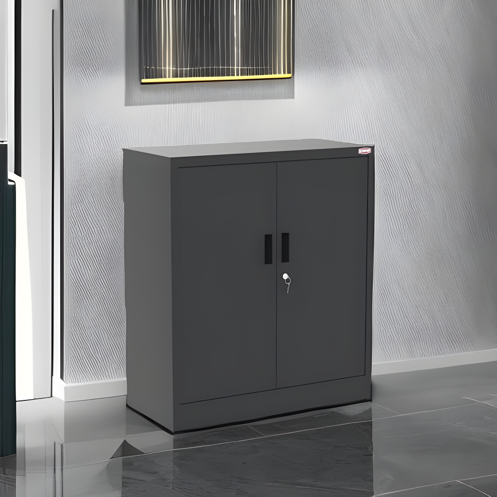 Metal Storage Cabinet, 36" H Locking Storage Cabinet with Adjustable Shelves, Steel Storage Cabinet for Garage, Home, Office, Utility Room-Black