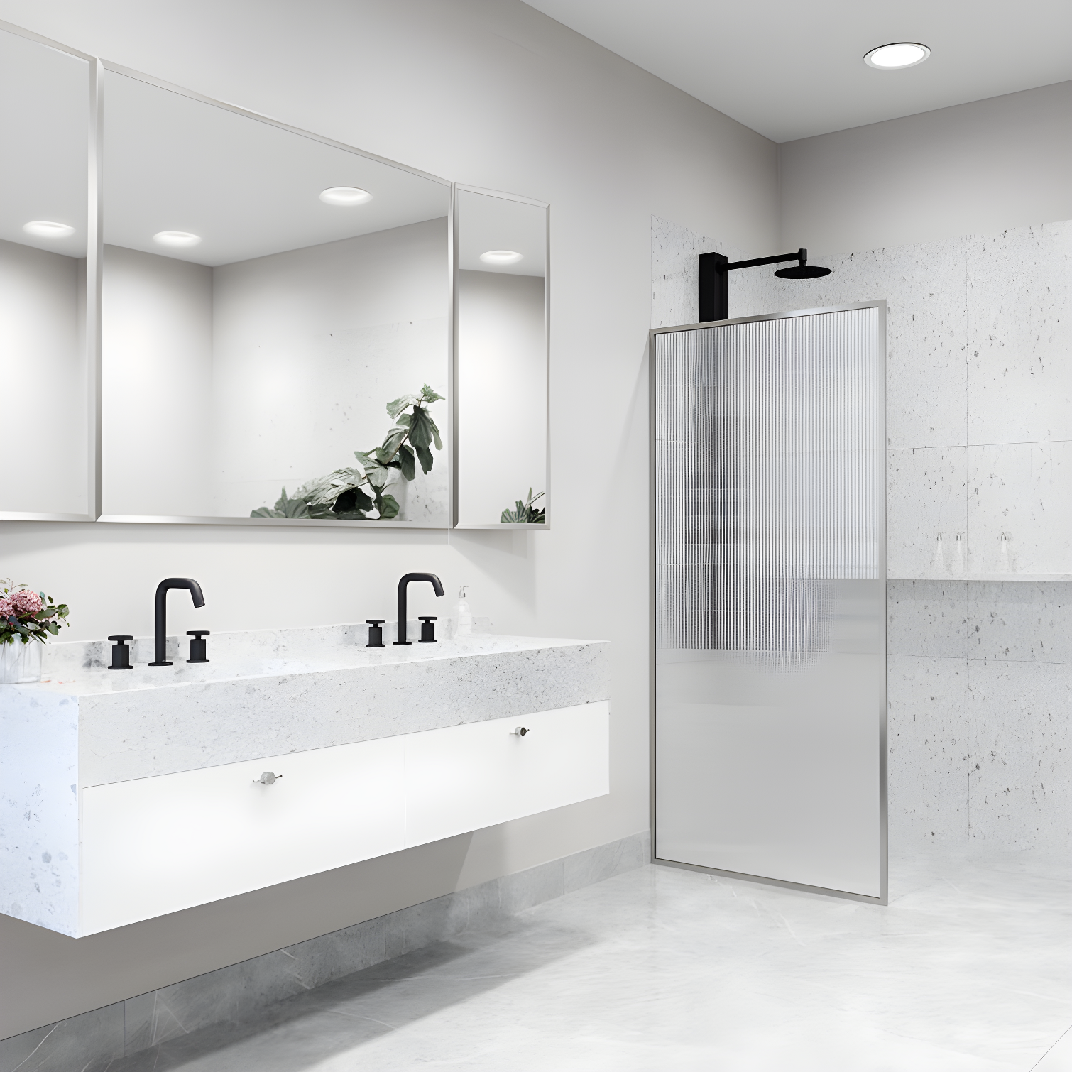 Meridian 34" W x 74" H Fixed Framed Shower Screen with 3/8" Glass