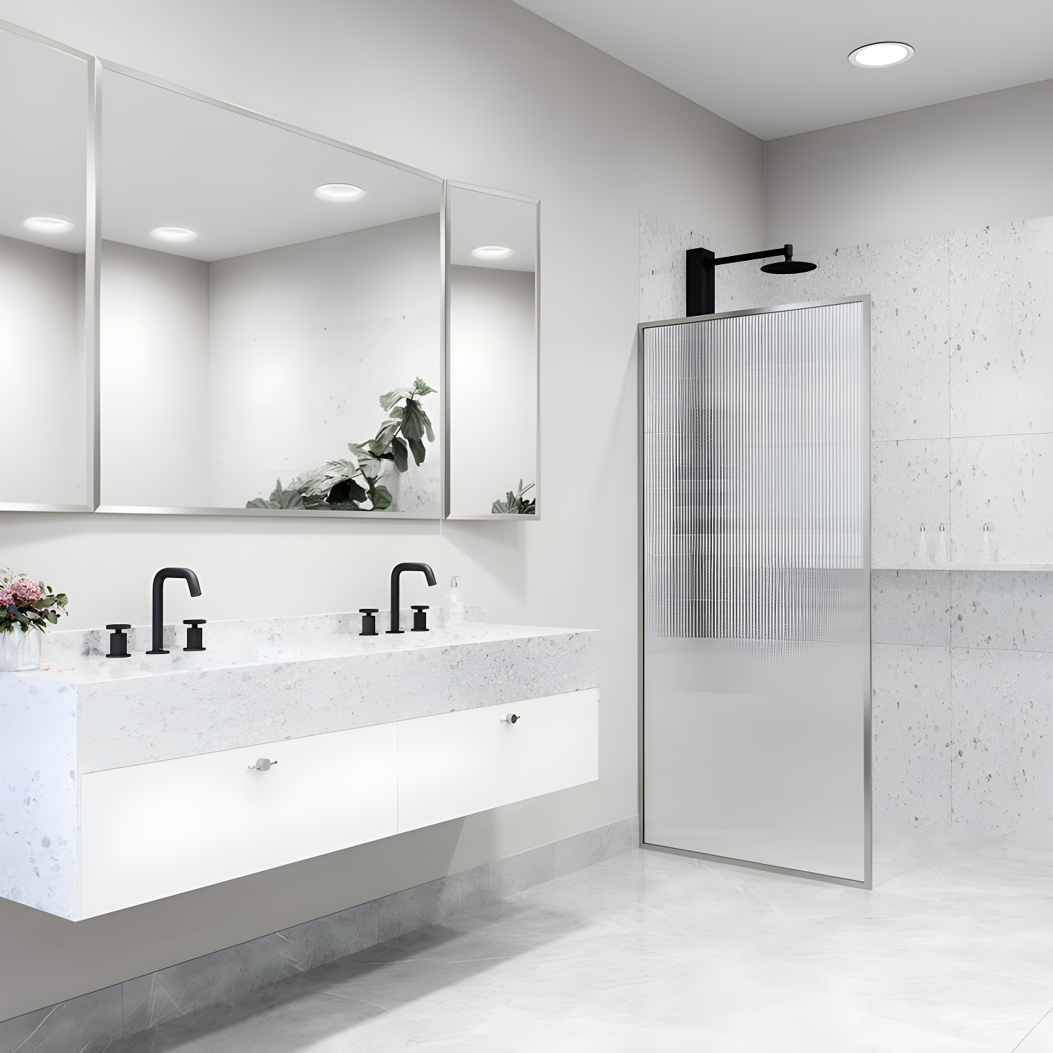 Meridian 34" W x 74" H Fixed Framed Shower Screen with 3/8" Glass