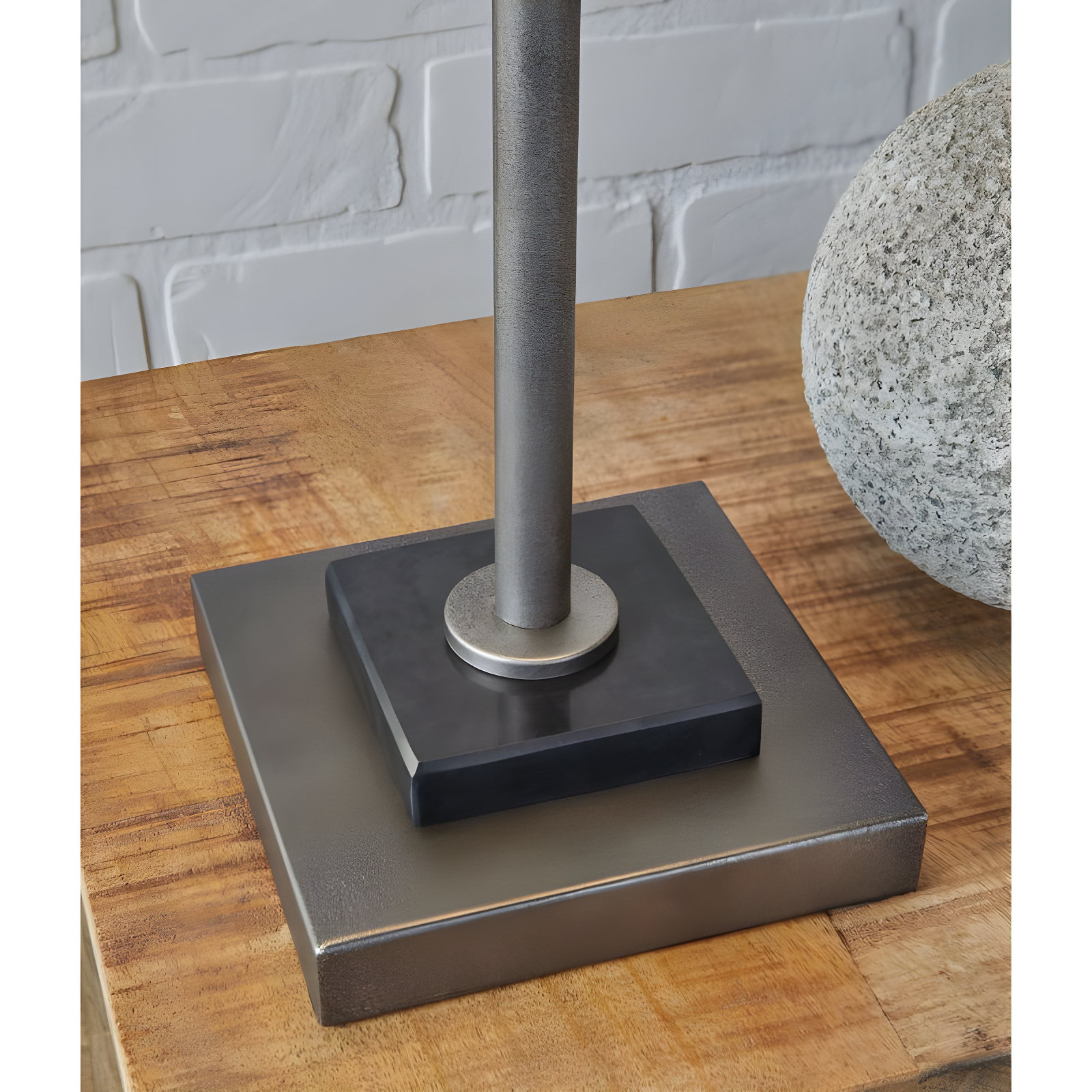 26.38" Belldunn Antique Pewter Metal Table Lamp - Signature Design by Ashley: Marble Base, UL Listed, Empire Shade