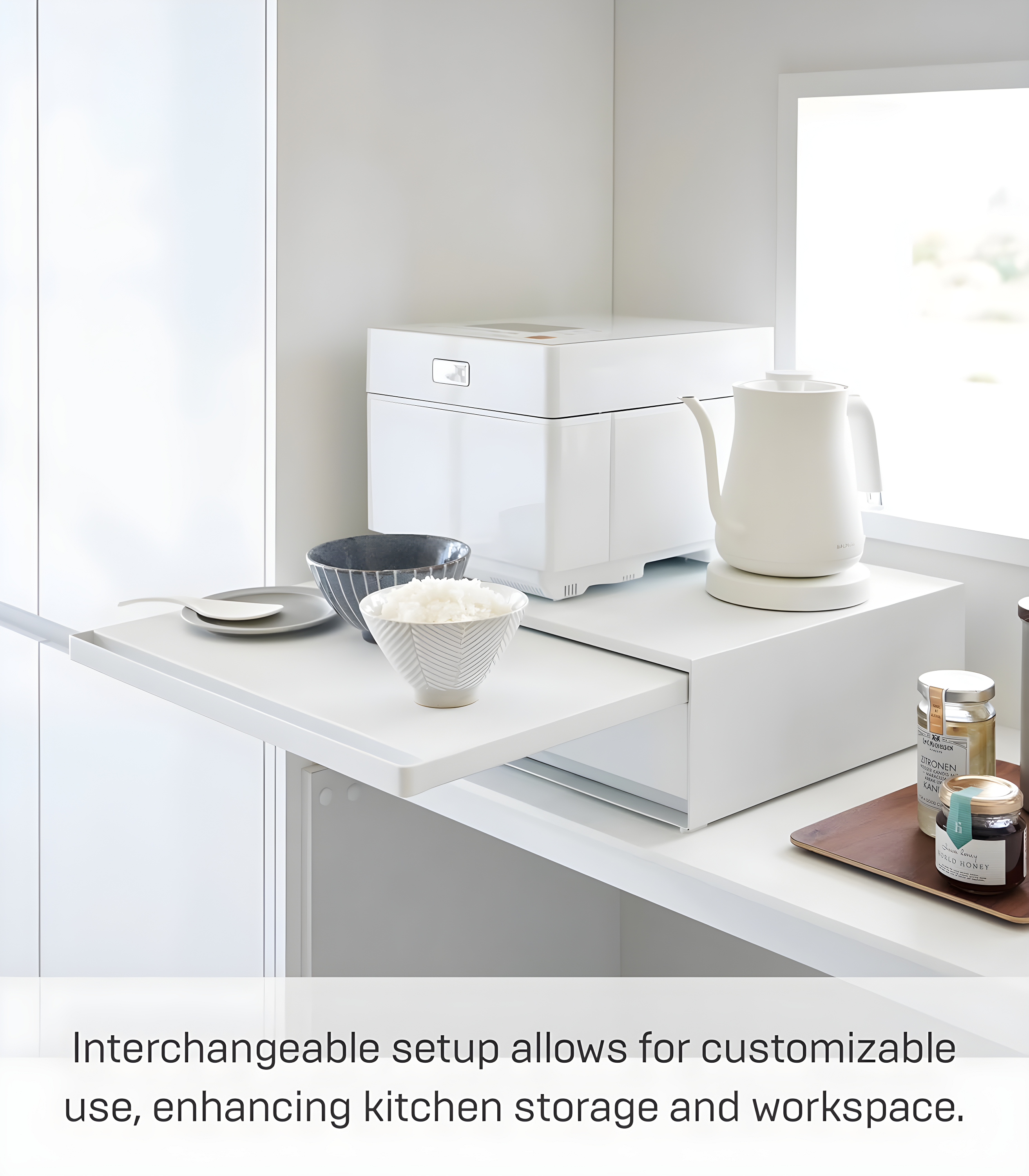 Yamazaki Home Yamazaki Home Countertop Drawer With Pull-Out Shelf, Steel, Holds 37 Lbs