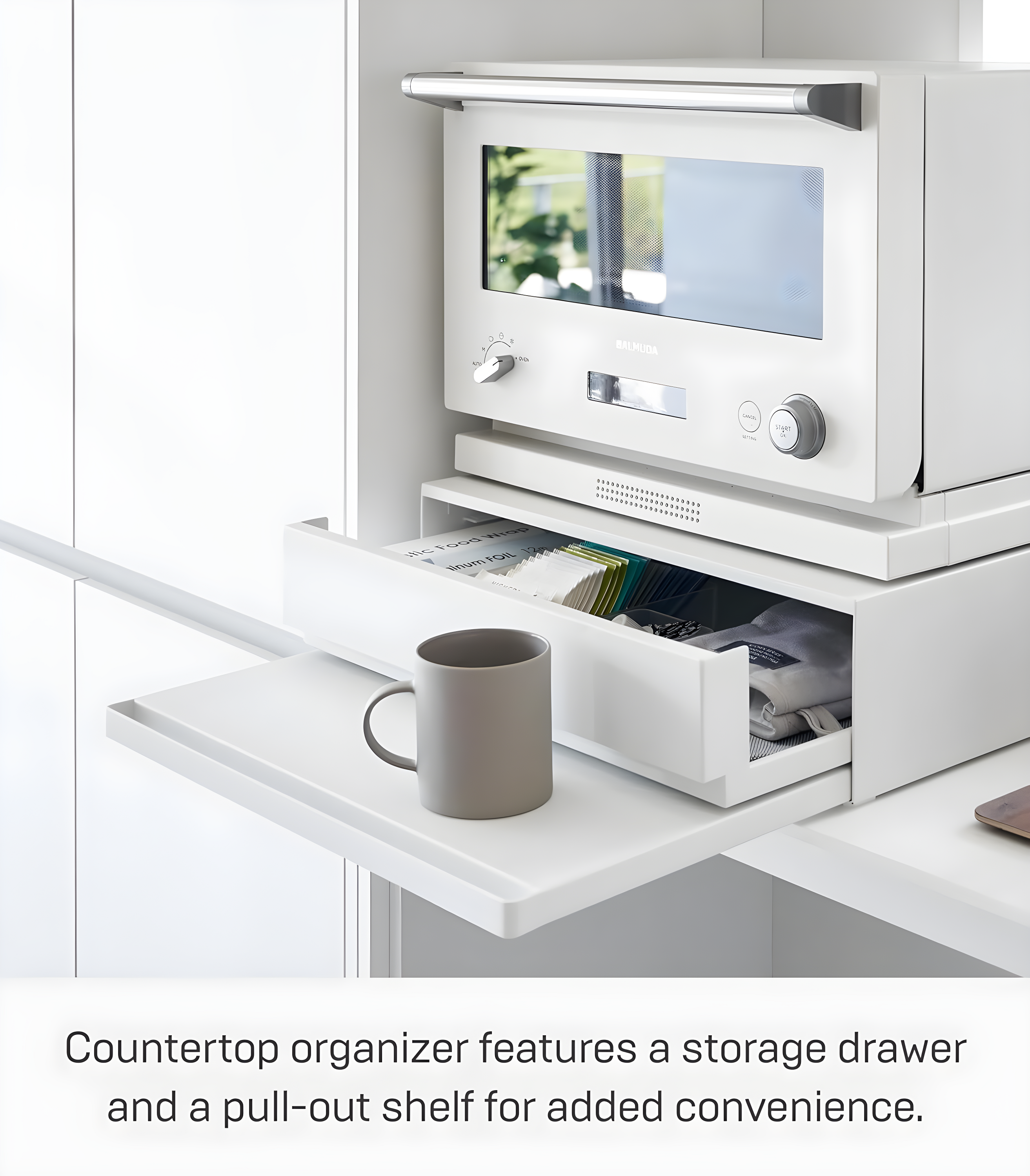 Yamazaki Home Yamazaki Home Countertop Drawer With Pull-Out Shelf, Steel, Holds 37 Lbs