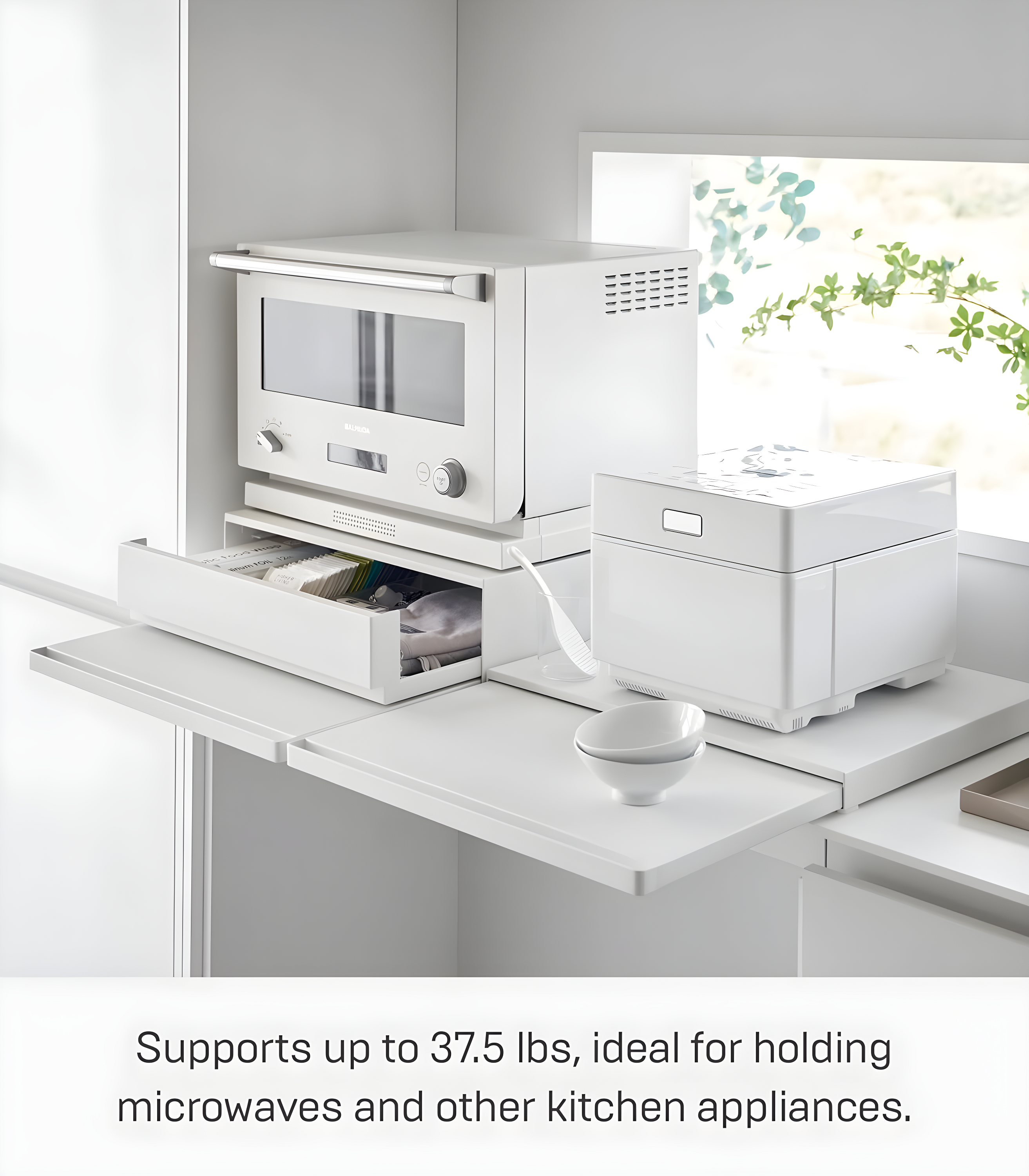 Yamazaki Home Yamazaki Home Countertop Drawer With Pull-Out Shelf, Steel, Holds 37 Lbs