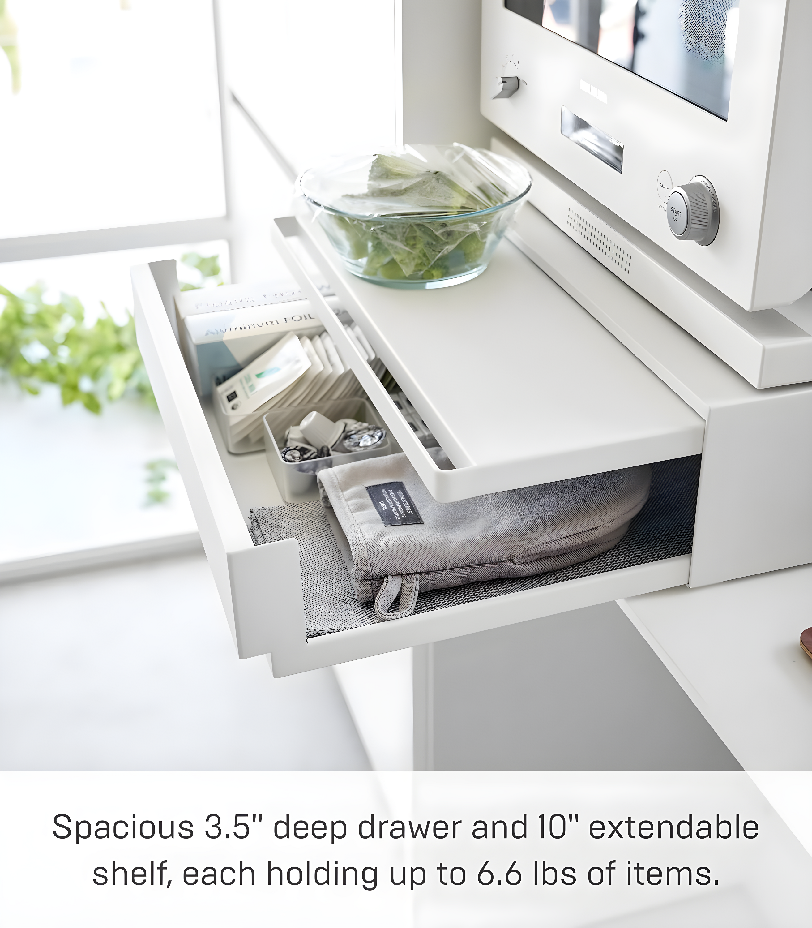 Yamazaki Home Yamazaki Home Countertop Drawer With Pull-Out Shelf, Steel, Holds 37 Lbs