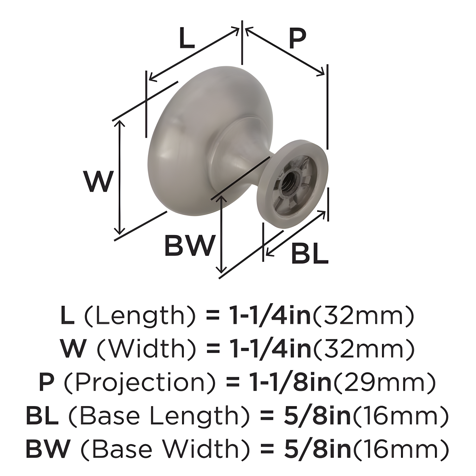 Allison 1 1/4" Diameter Mushroom Knob