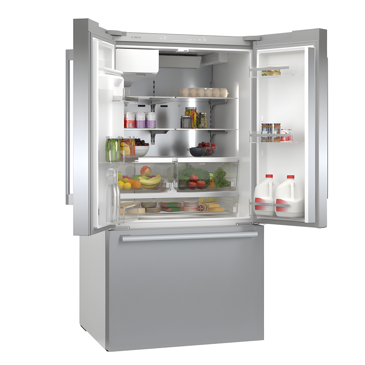 Bosch - 500 Series 36-Inch Smart French Door Standard-Depth Refrigerator With Quickicepro, Anti-Fingerprint, External Water & Ice, Home Connect