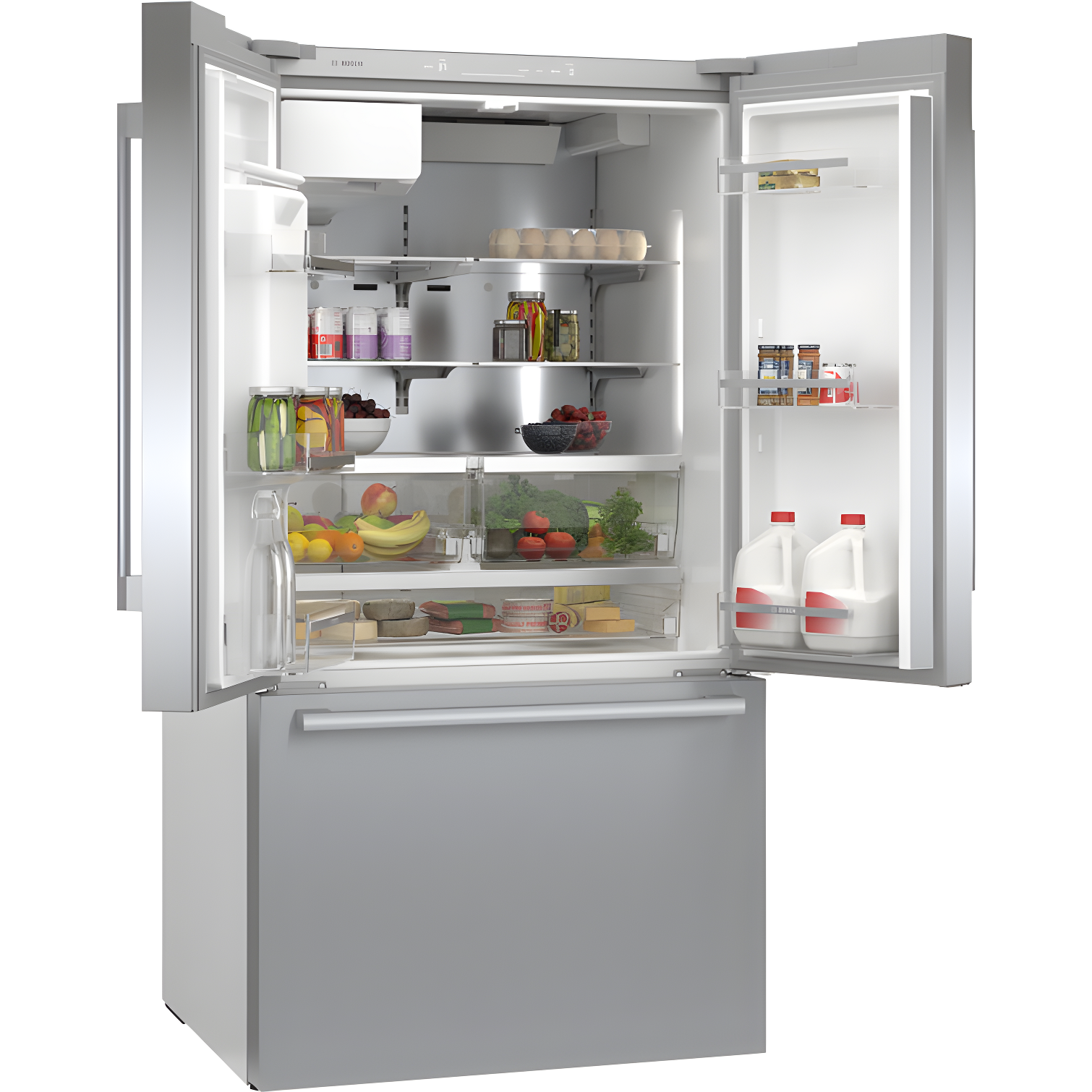Bosch - 500 Series 36-Inch Smart French Door Standard-Depth Refrigerator With Quickicepro, Anti-Fingerprint, External Water & Ice, Home Connect