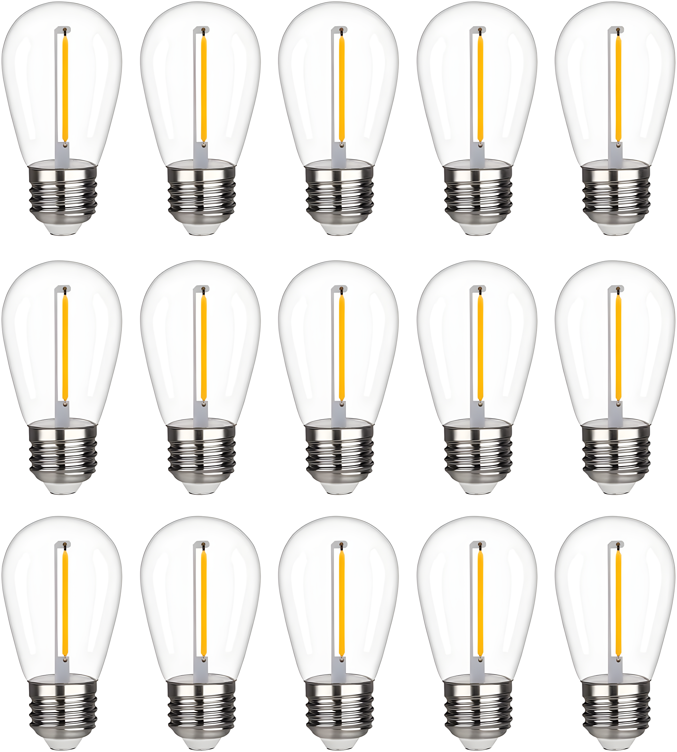 Svater Replacement Bulbs for Outdoor String Lights, 15 Pack S14 LED Bulbs for Patio, E26 Base 1W Bulb Equal to 11W Incandescent, Dimmable,Shatterproof 2700K Warm White