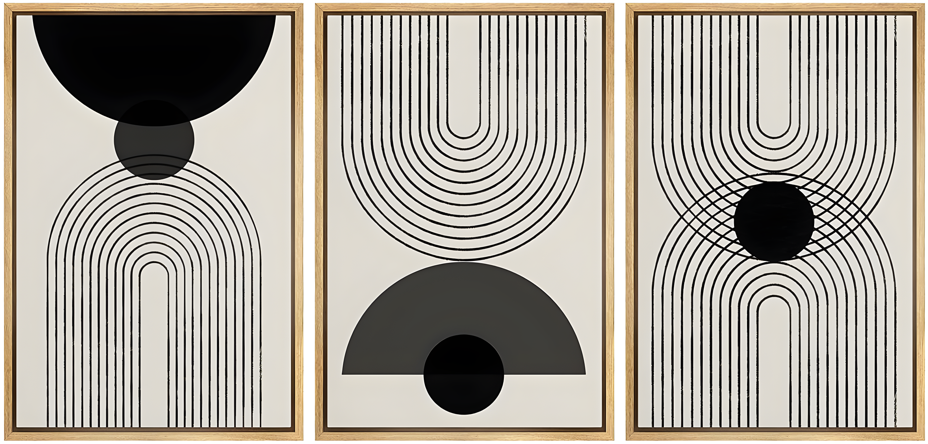 Mid-Century Modern Black And White Minimalist Abstract Home Decor Framed Wall Art Work Canvas Print