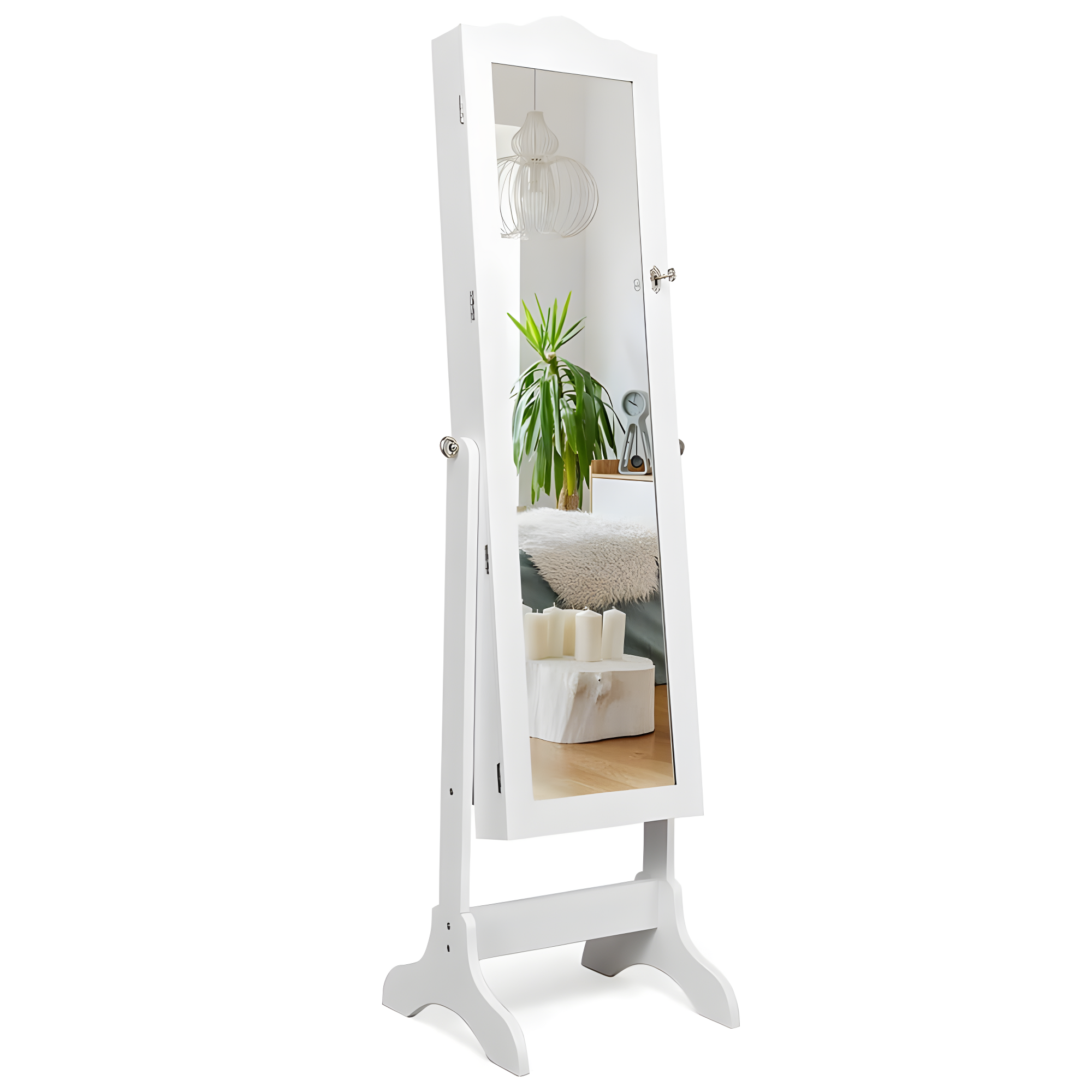 Costway Mirrored Jewelry Cabinet Organizer Storage Box White