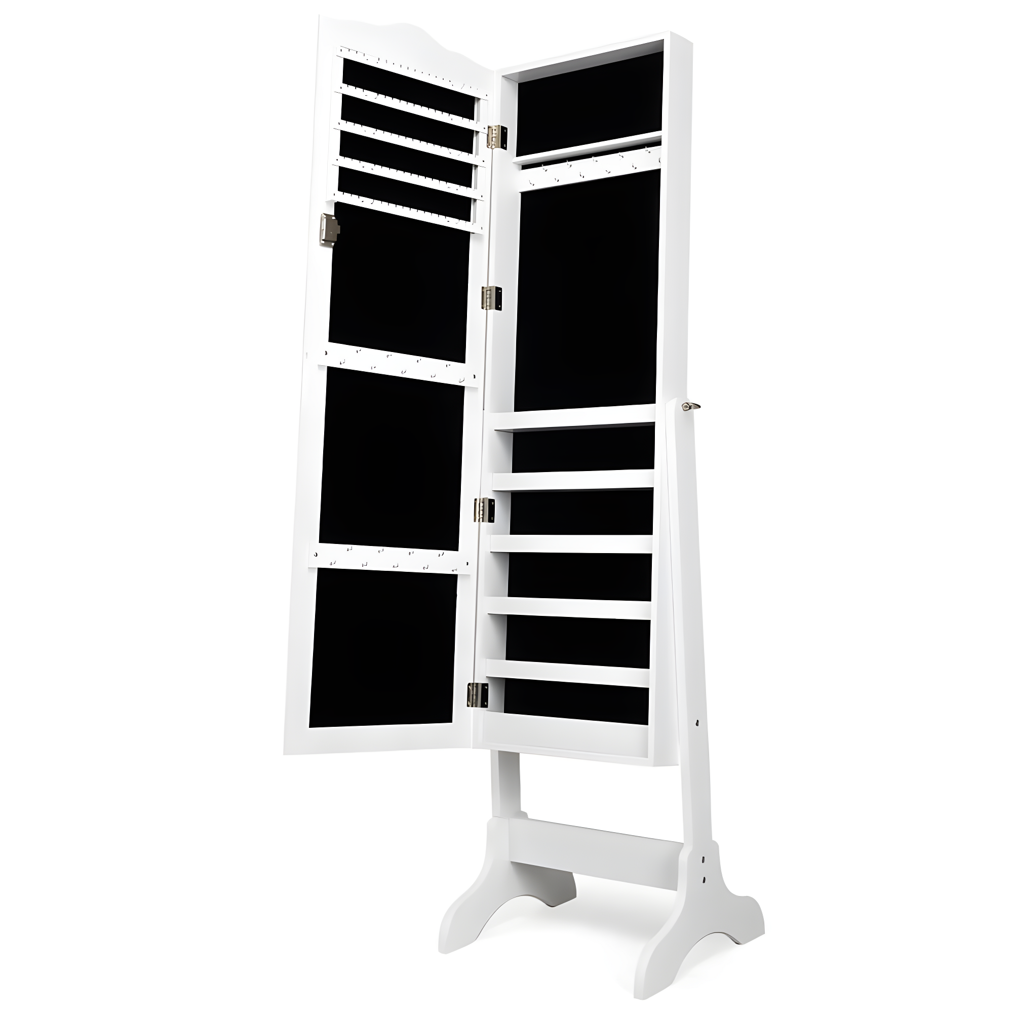 Costway Mirrored Jewelry Cabinet Organizer Storage Box White