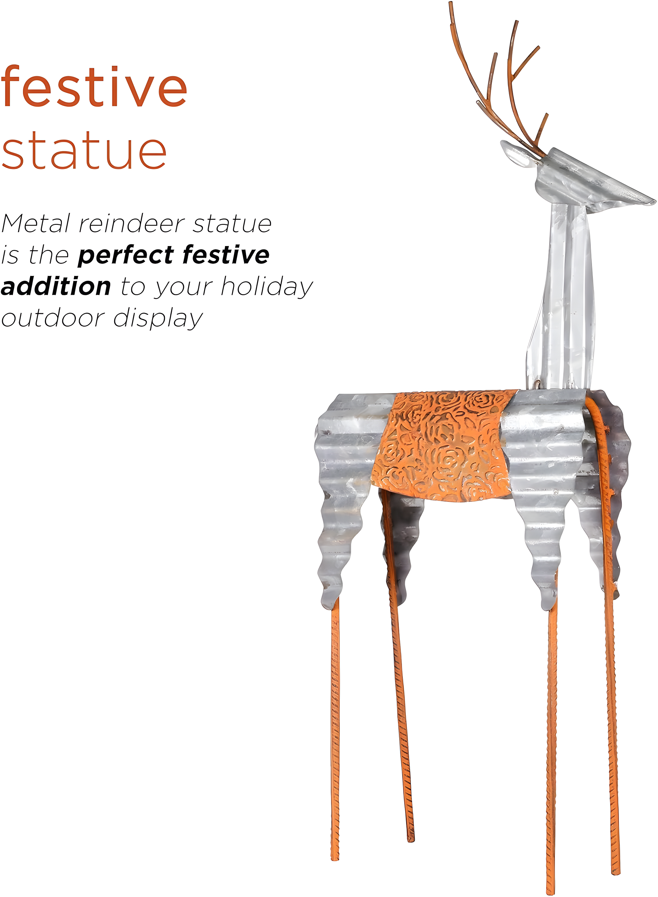Alpine Corporation Sheet Metal Reindeer Decor