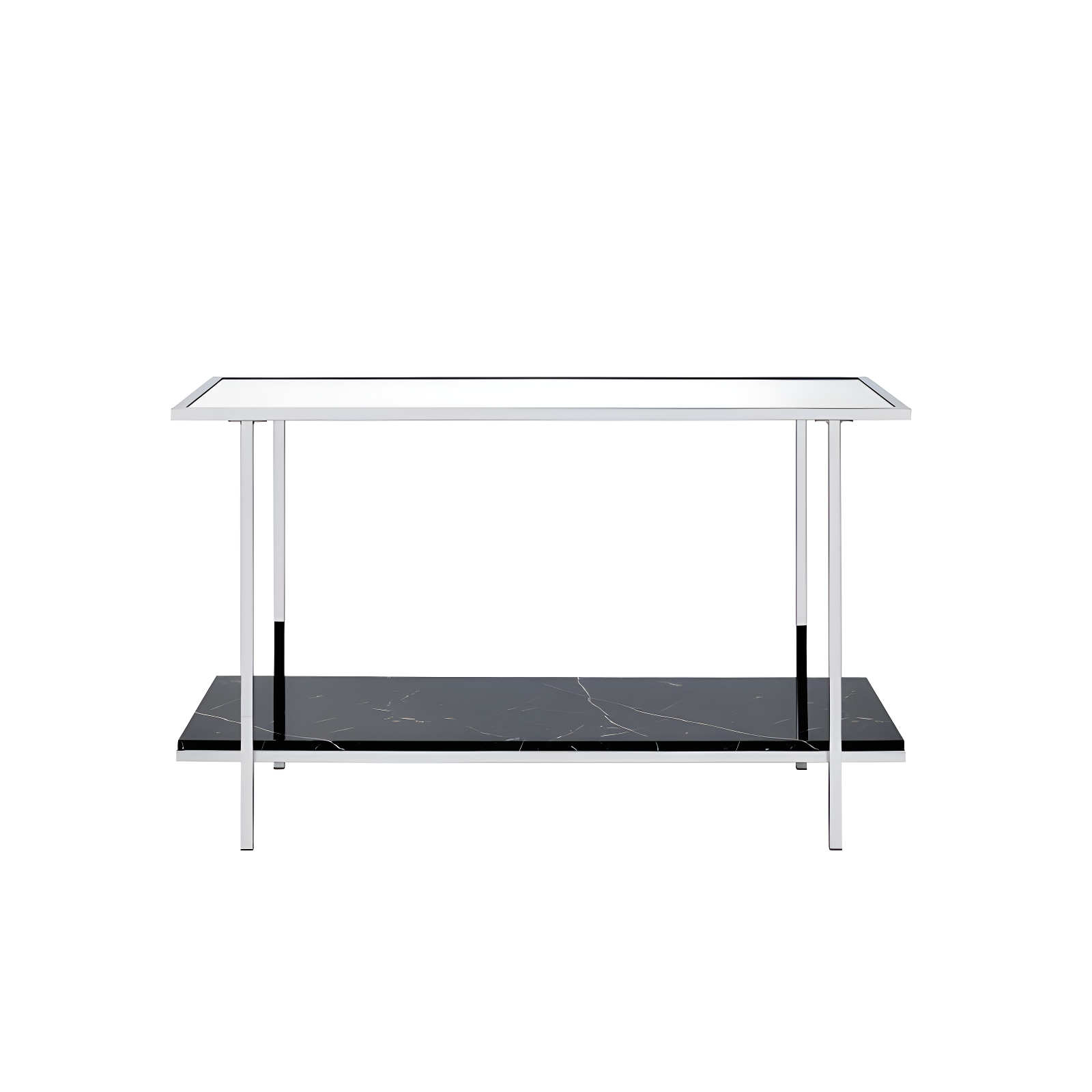 Ivy Bronx Angwin Mirrored Faux Marble & Chrome Console Table | Wayfair