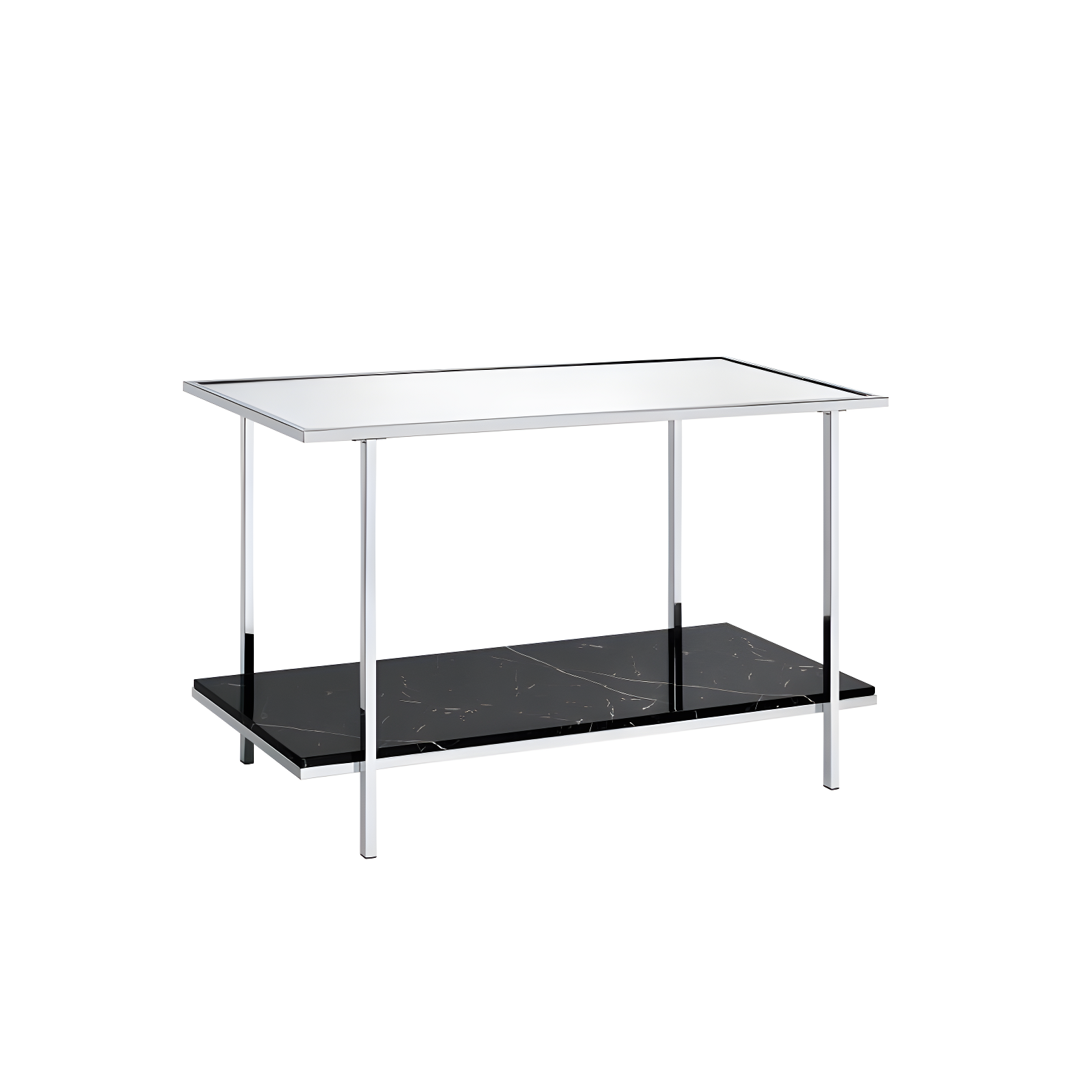 Ivy Bronx Angwin Mirrored Faux Marble & Chrome Console Table | Wayfair