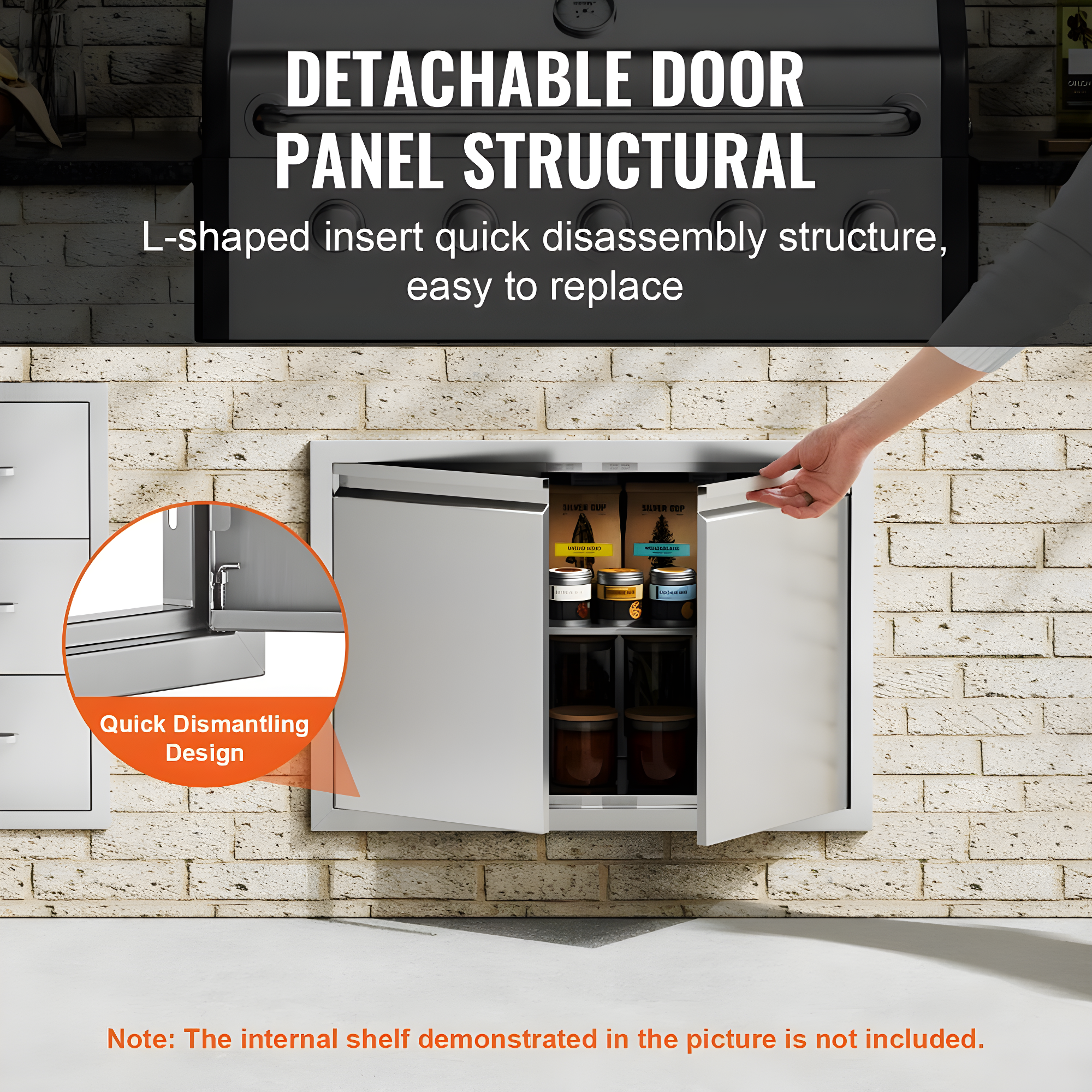 Stainless Steel Double BBQ Access Door with Hooks
