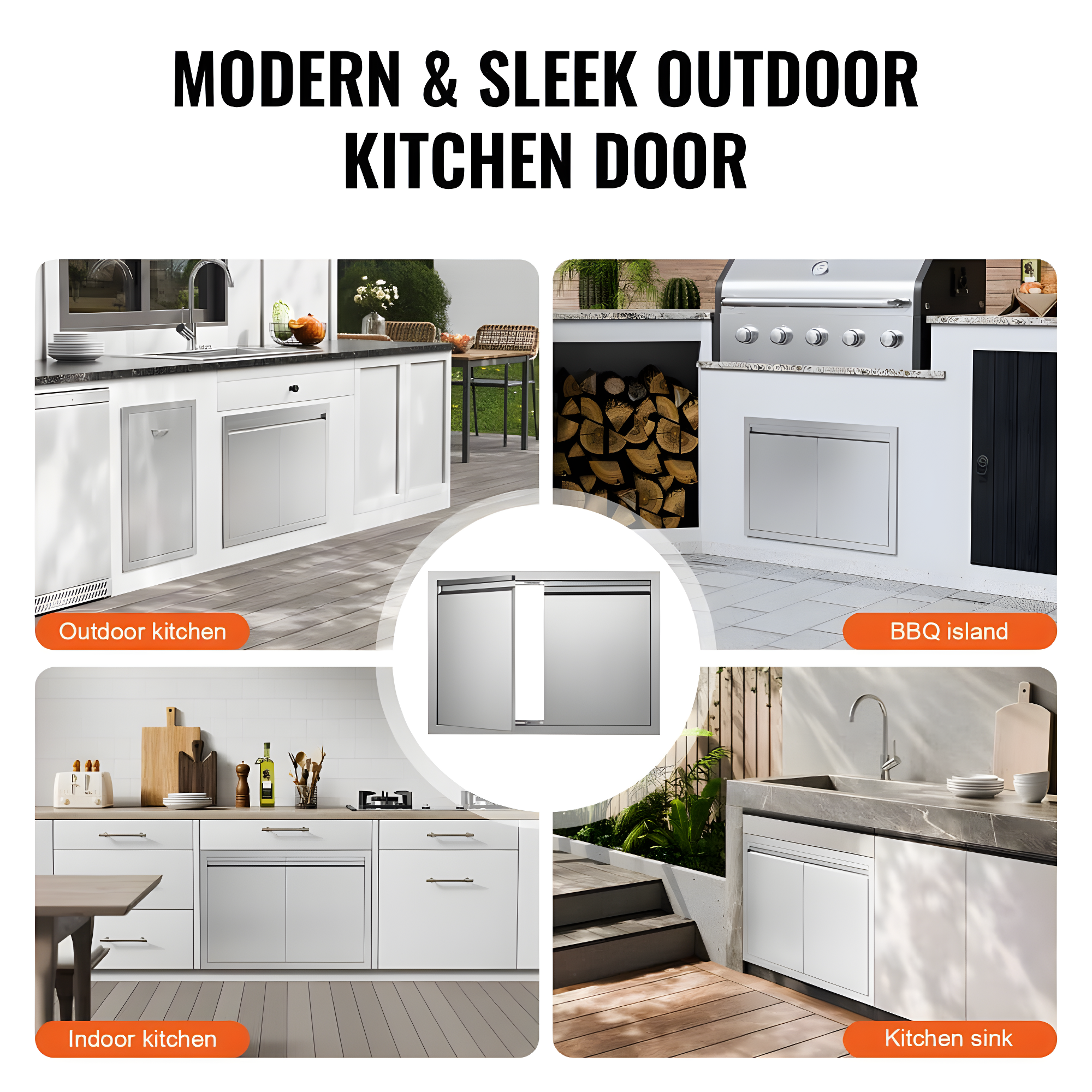 Stainless Steel Double BBQ Access Door with Hooks