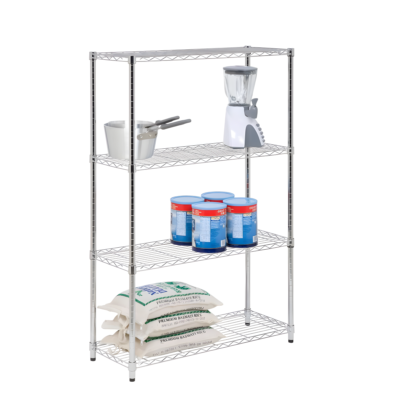 Honey-Can-Do 4 Tier 250lb per shelf Shelving Unit Chrome: Steel Wire Storage, 54" H x 36" W x 14" D, Universal Utility Shelves