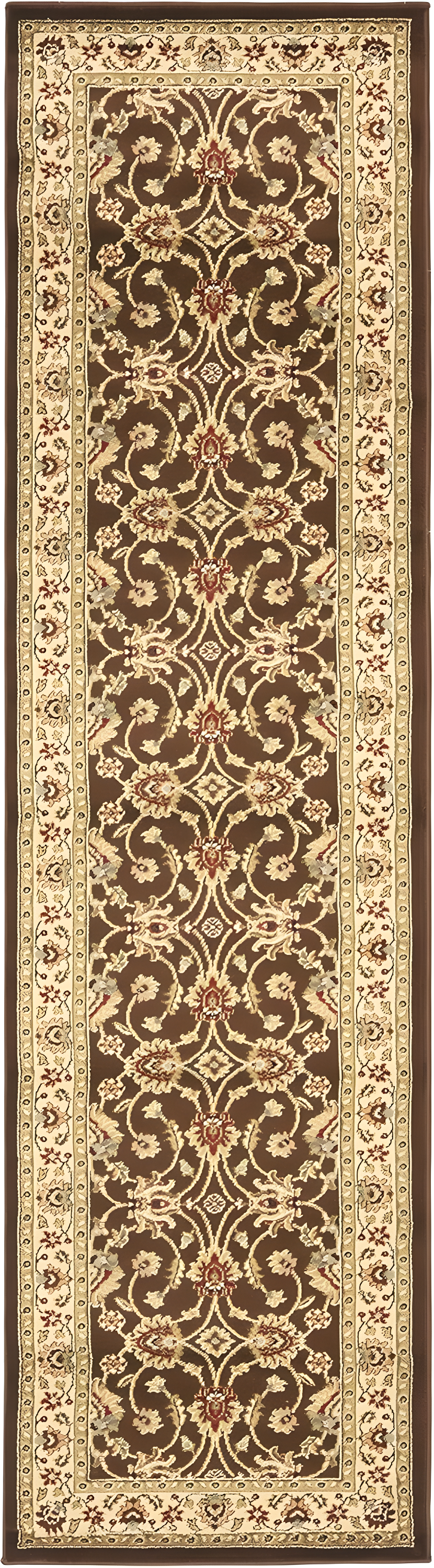 Lyndhurst LNH553 Power Loomed Runner Rug - Brown/Ivory - 2'3"x12' - Safavieh.