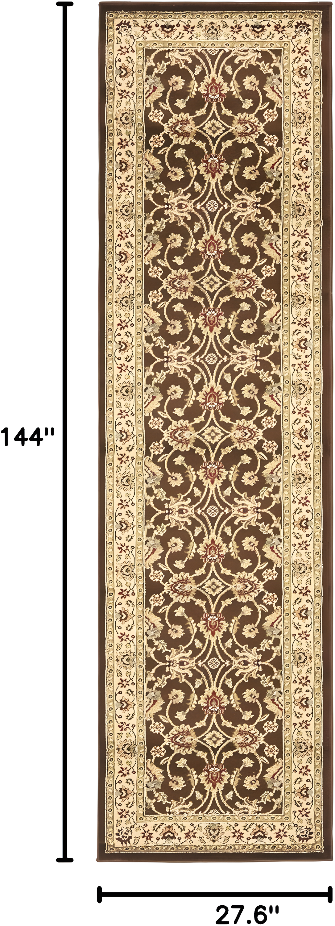 Lyndhurst LNH553 Power Loomed Runner Rug - Brown/Ivory - 2'3"x12' - Safavieh.