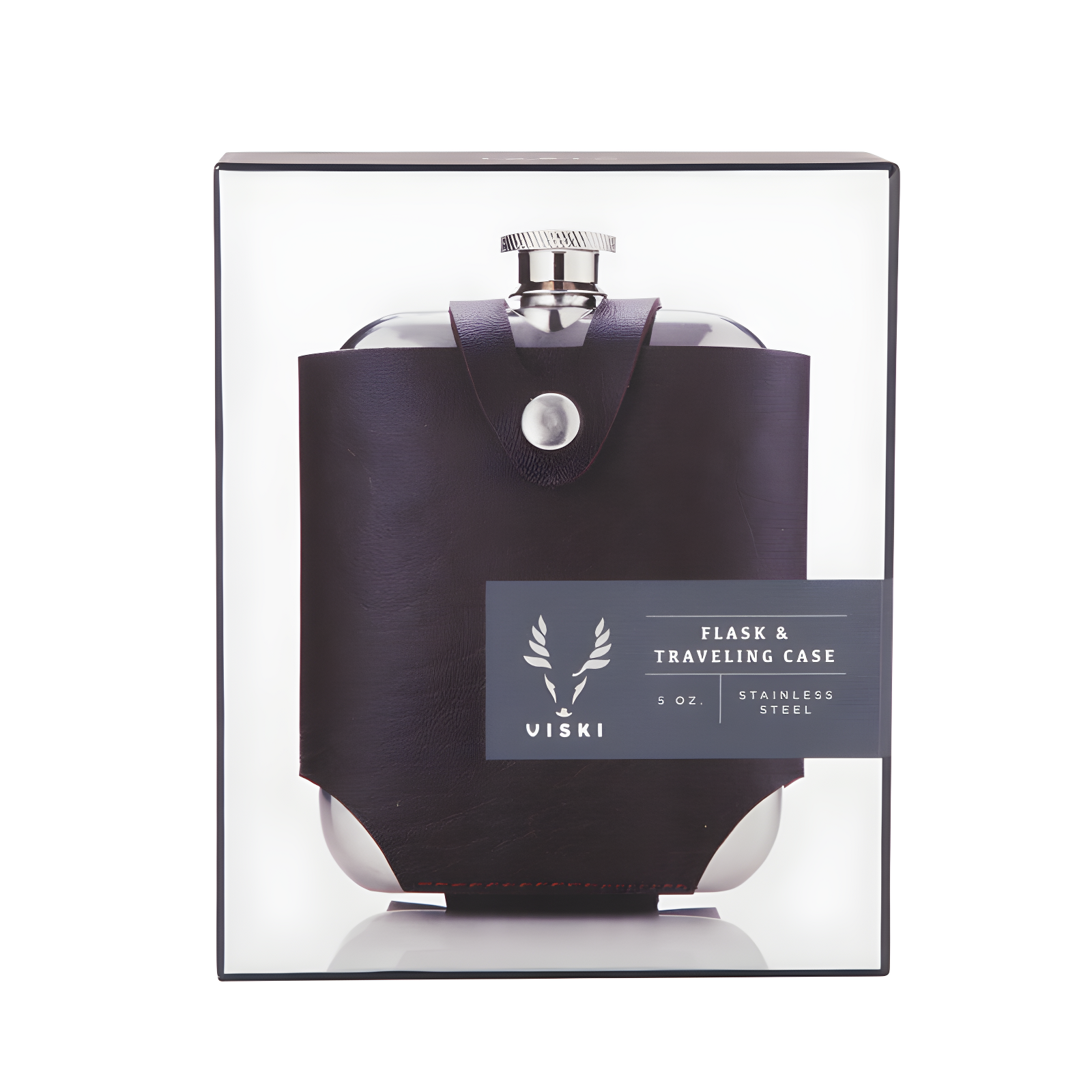 Viski Admiral Stainless Steel Flask and Traveling Case