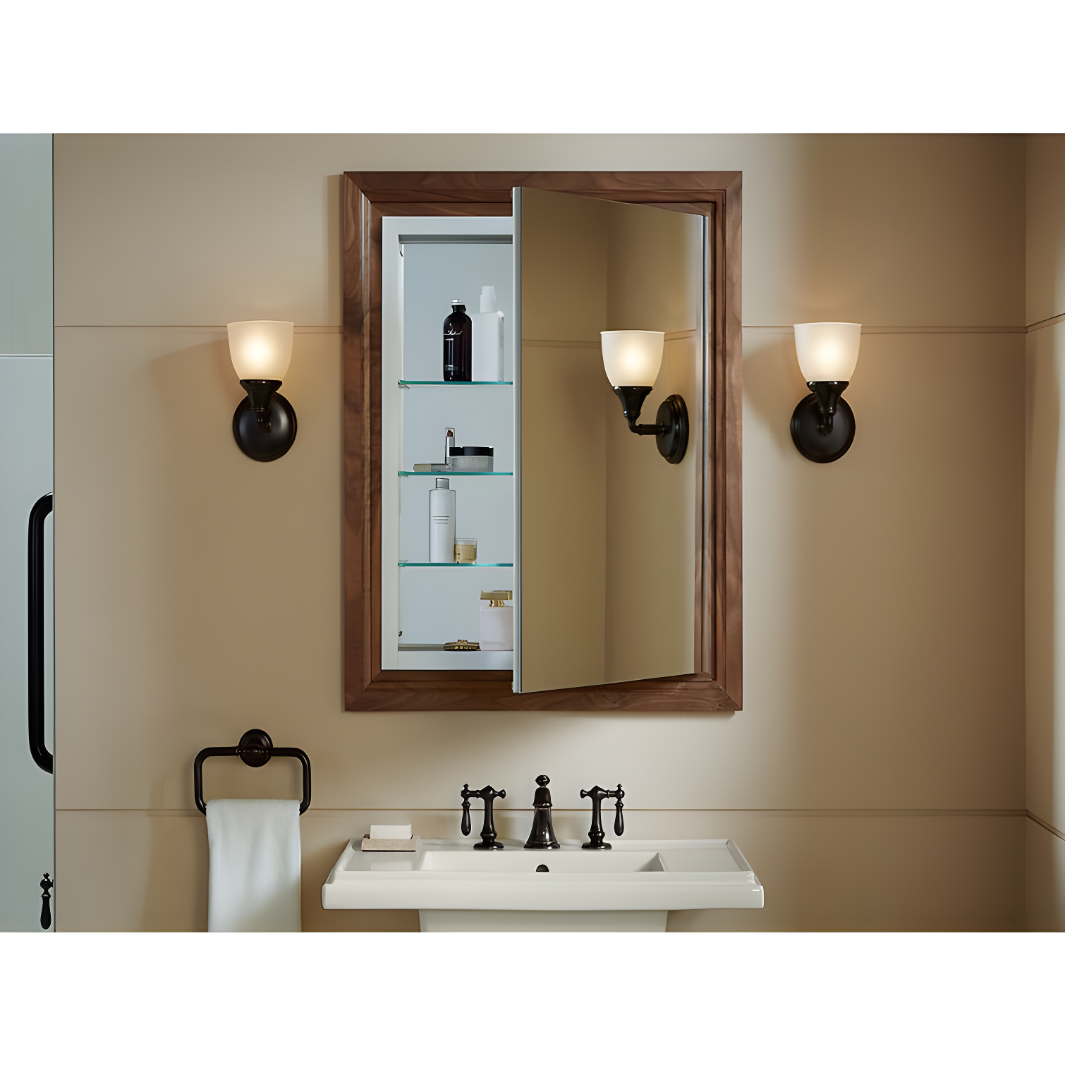 Verdera® Recessed or Surface Mount Frameless Medicine Cabinet with 3 Adjustable Shelves