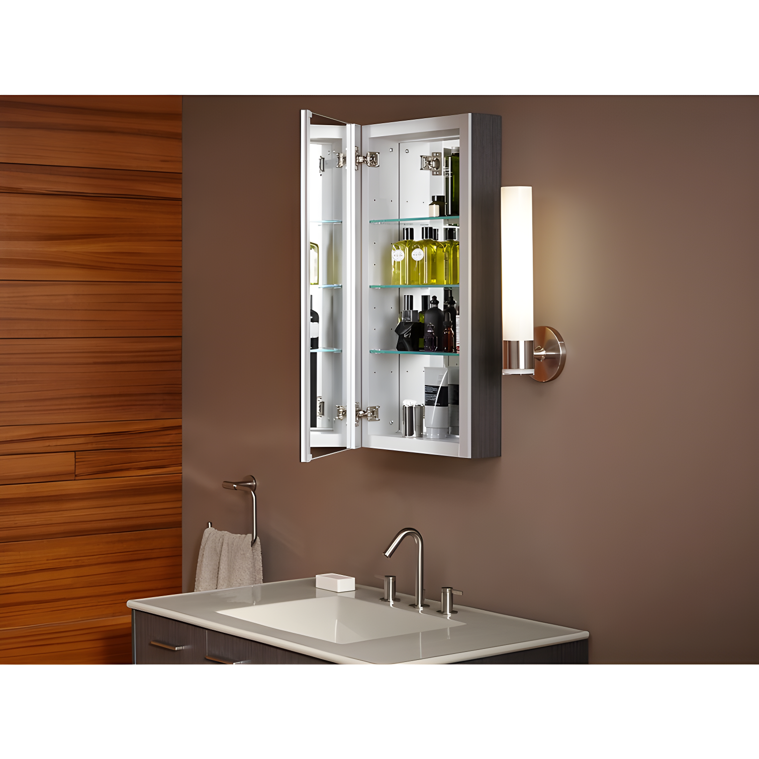 Verdera® Recessed or Surface Mount Frameless Medicine Cabinet with 3 Adjustable Shelves