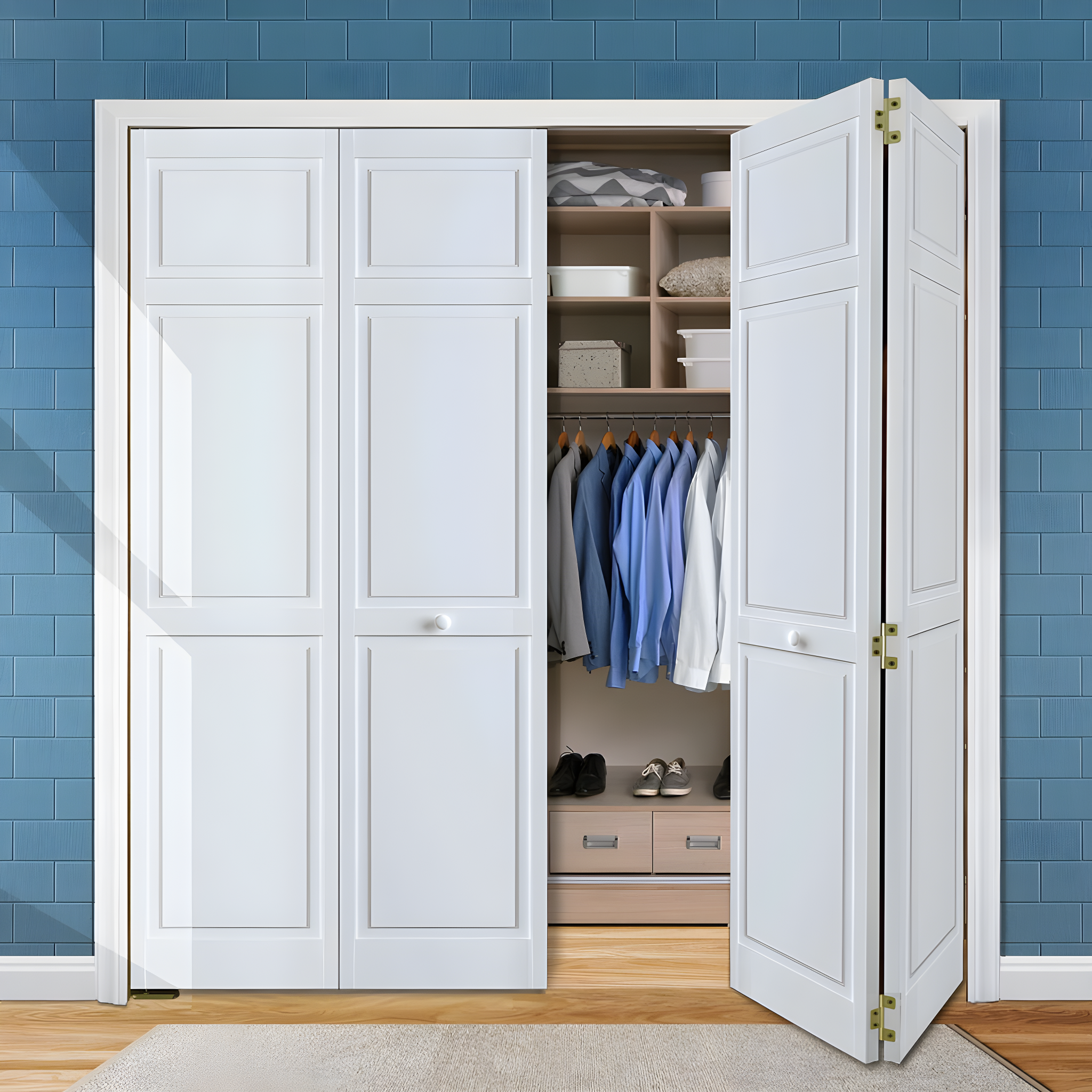 Kimberly Bay Paneled Wood Primed Bi-Fold Door