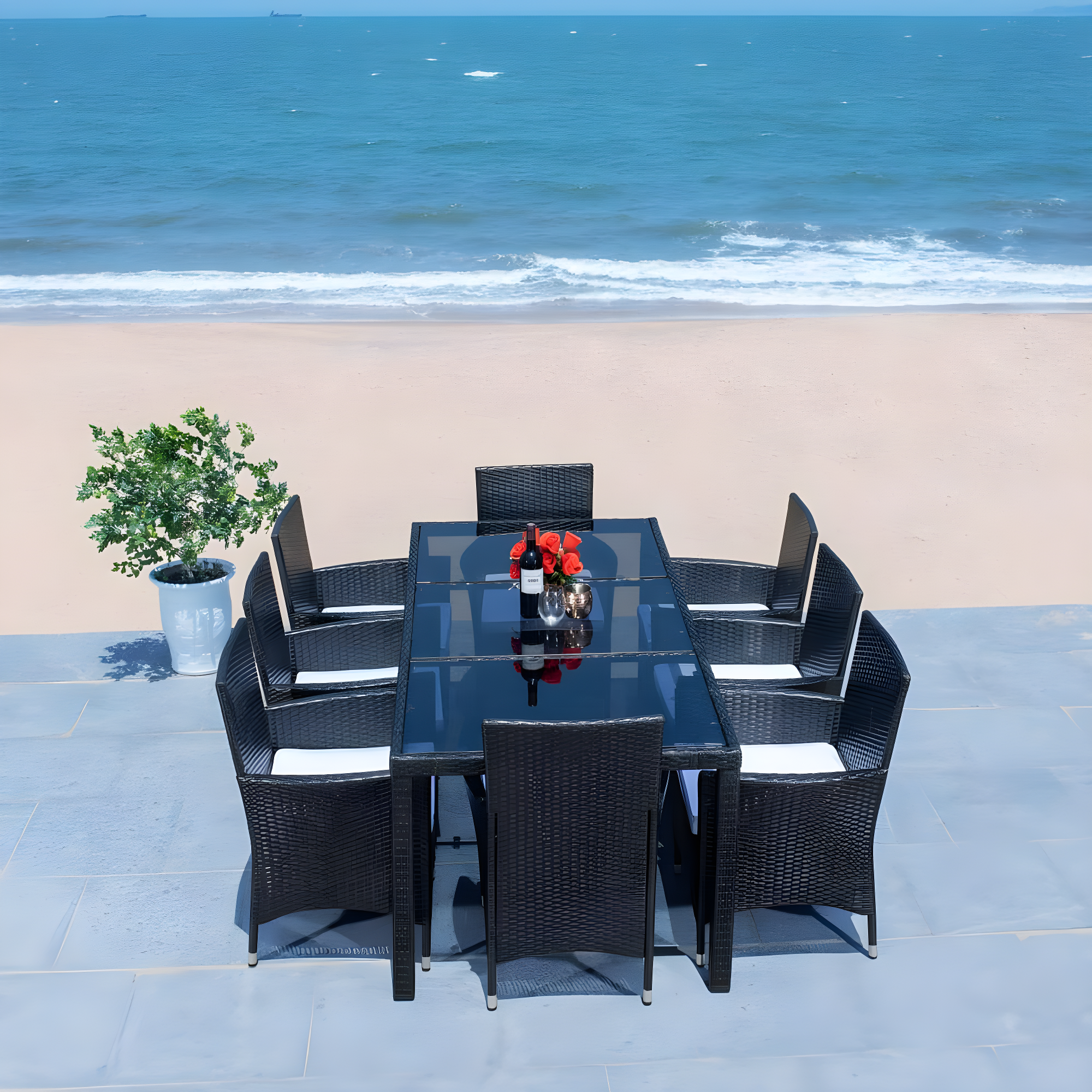 Safavieh Hailee 8 - Person Rectangular Outdoor Dining Set with Cushions