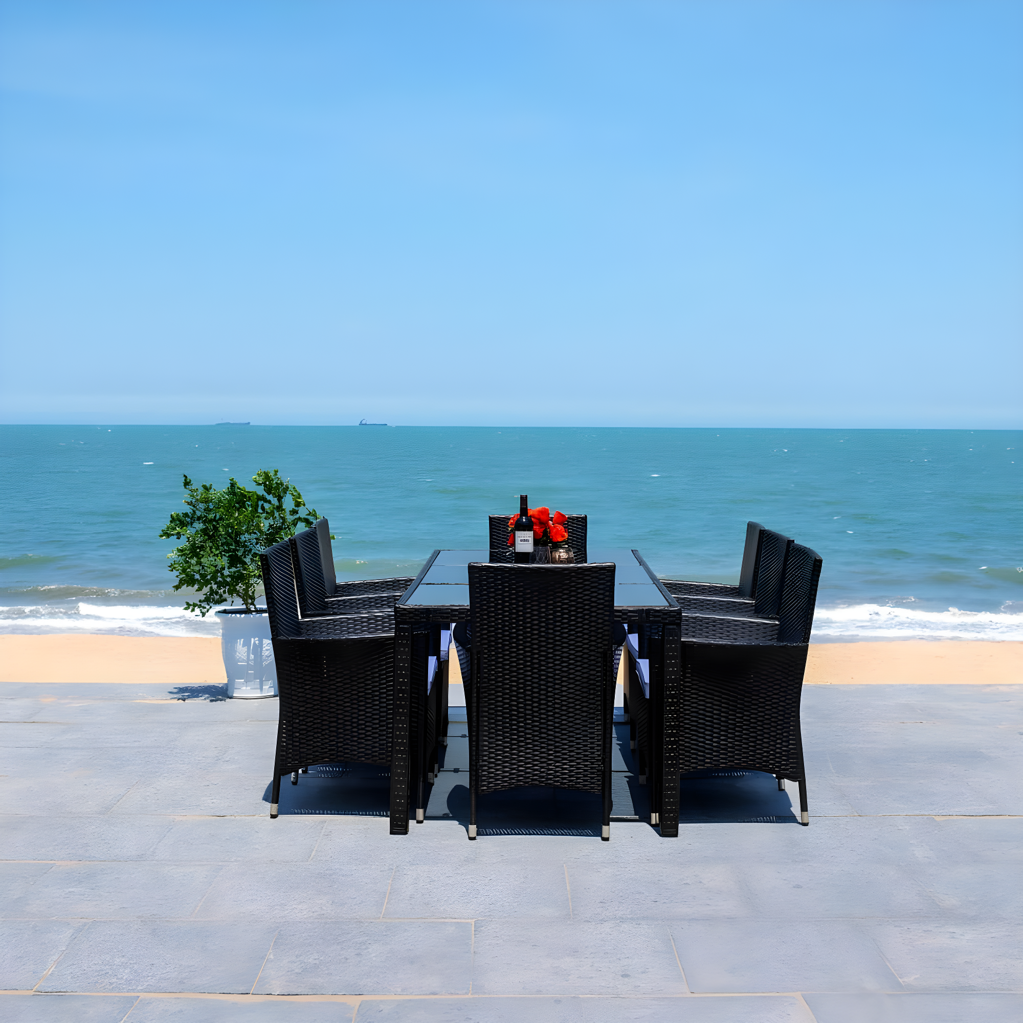 Safavieh Hailee 8 - Person Rectangular Outdoor Dining Set with Cushions