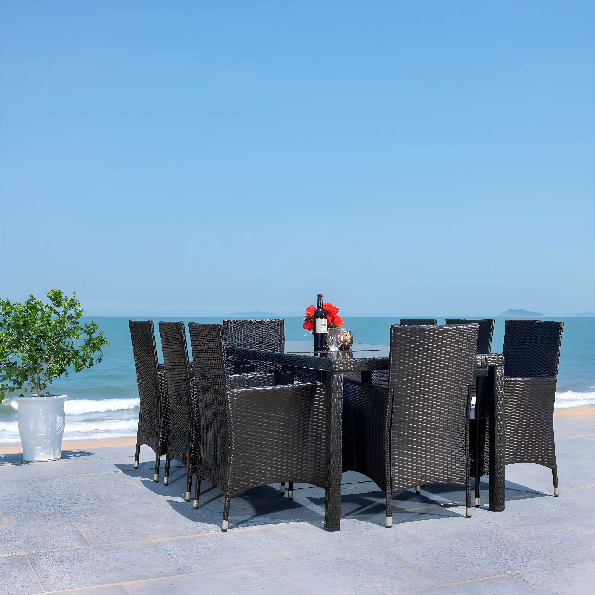 Safavieh Hailee 8 - Person Rectangular Outdoor Dining Set with Cushions