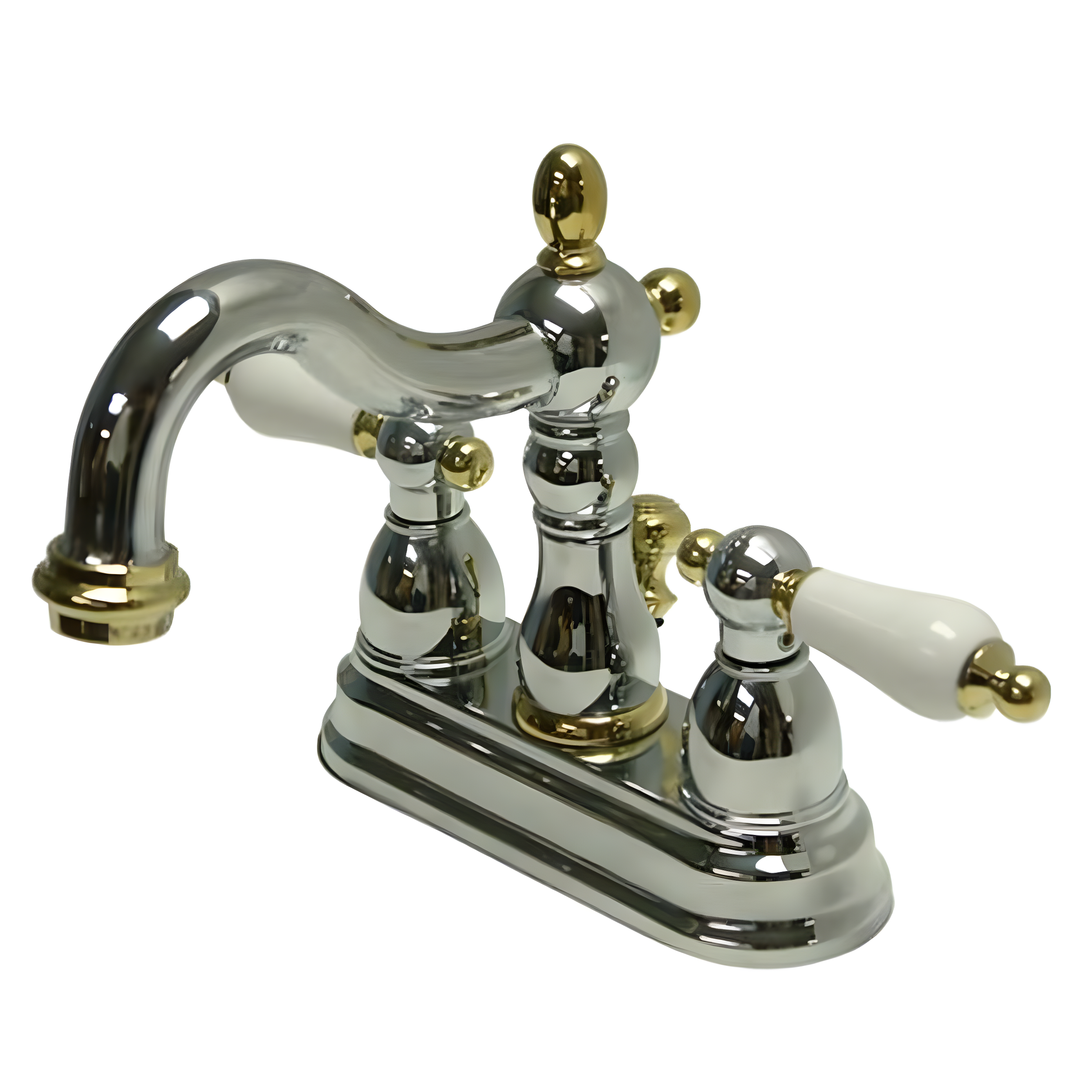 Kingston Brass Heritage Two-Handle 3-Hole Deck Mount 4" Centerset Bathroom Faucet with Plastic Pop-Up