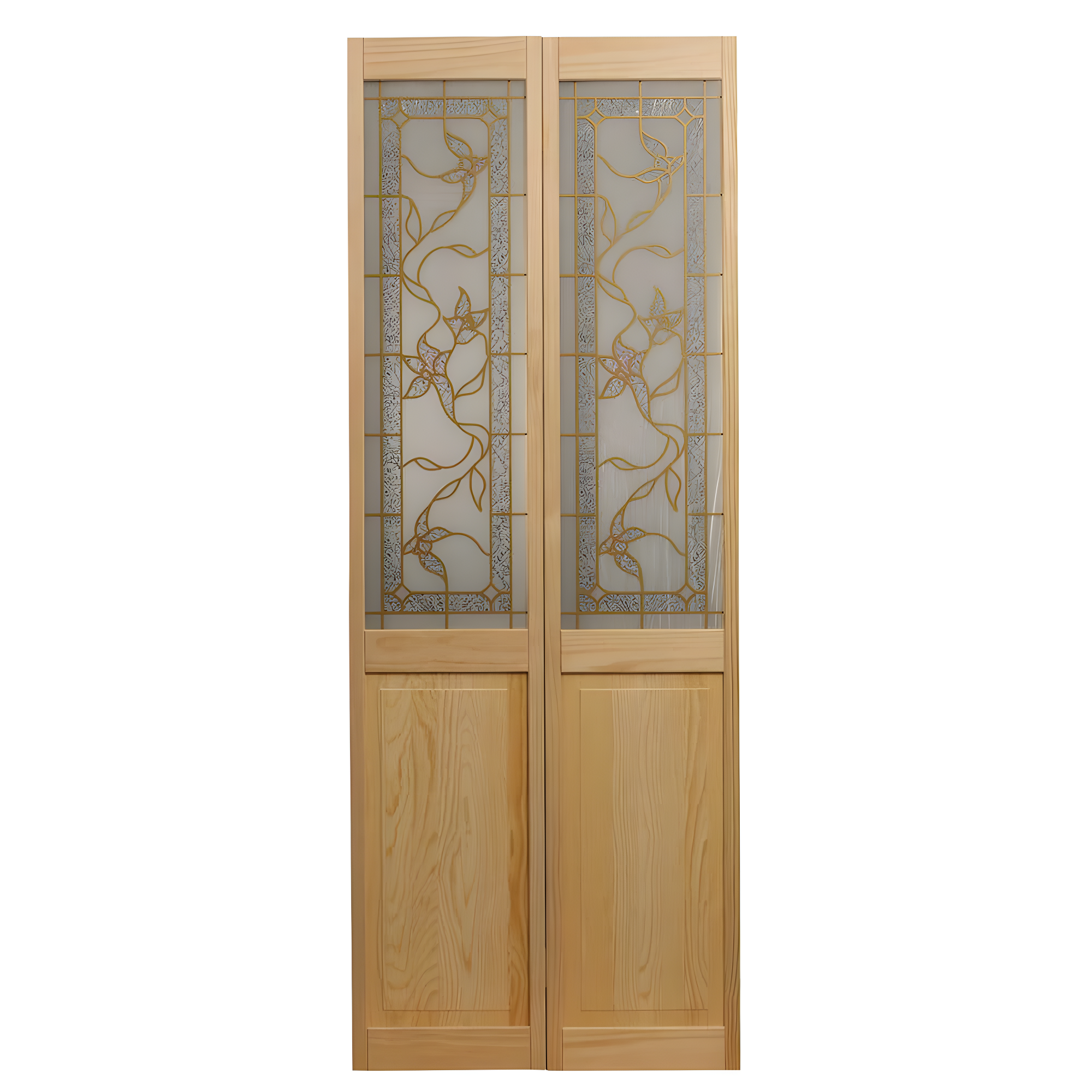 American Wood 861726 30 x 80 in. Half Glass Giverny Bifold Door, Unfinished Pine