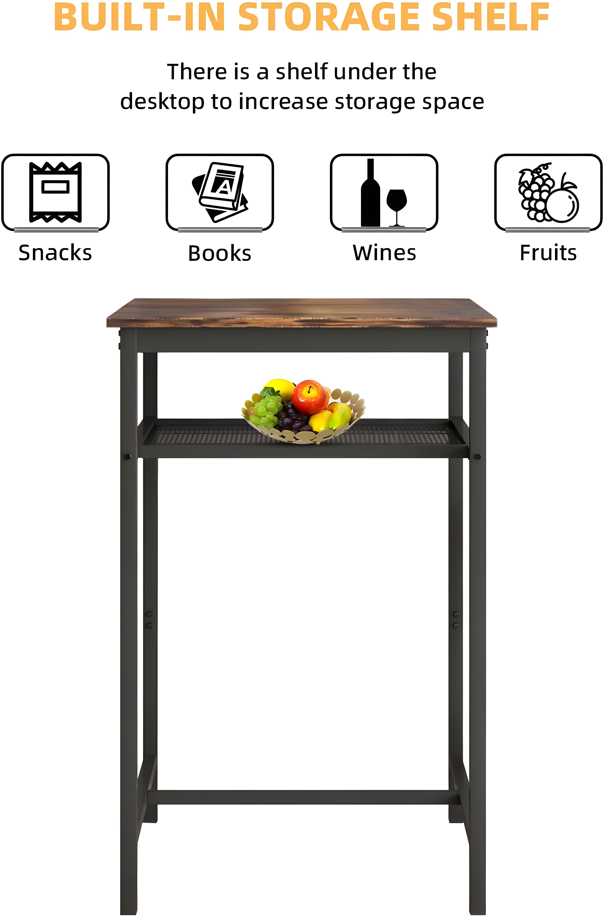 LOVMOR Modern 3 Pieces Bar Table Set with 2 Bar Stools, Backrest and Partition, for Apartment, Small Spaces, Brown