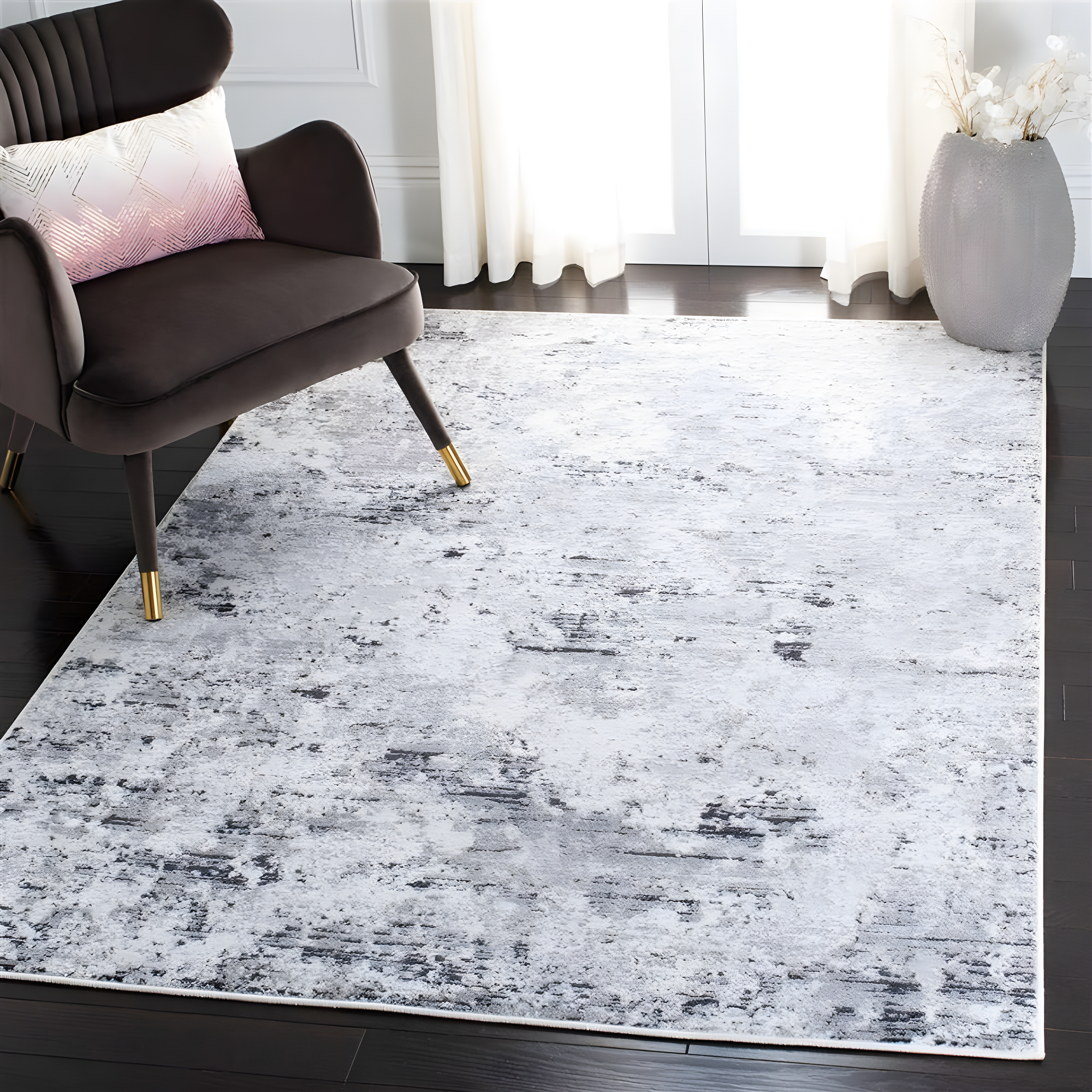 Amelia ALA705 Power Loomed Area Rug - Grey/Ivory - 6'x9' - Safavieh.