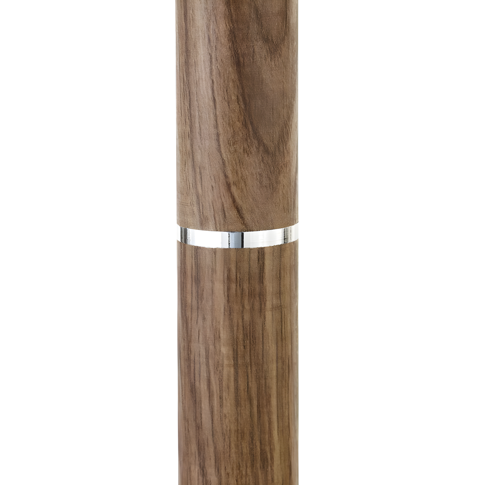 Evelyn&Zoe Simone 2-Light Floor Lamp with Fabric Shade, Rustic Oak/Polished Nickel/White