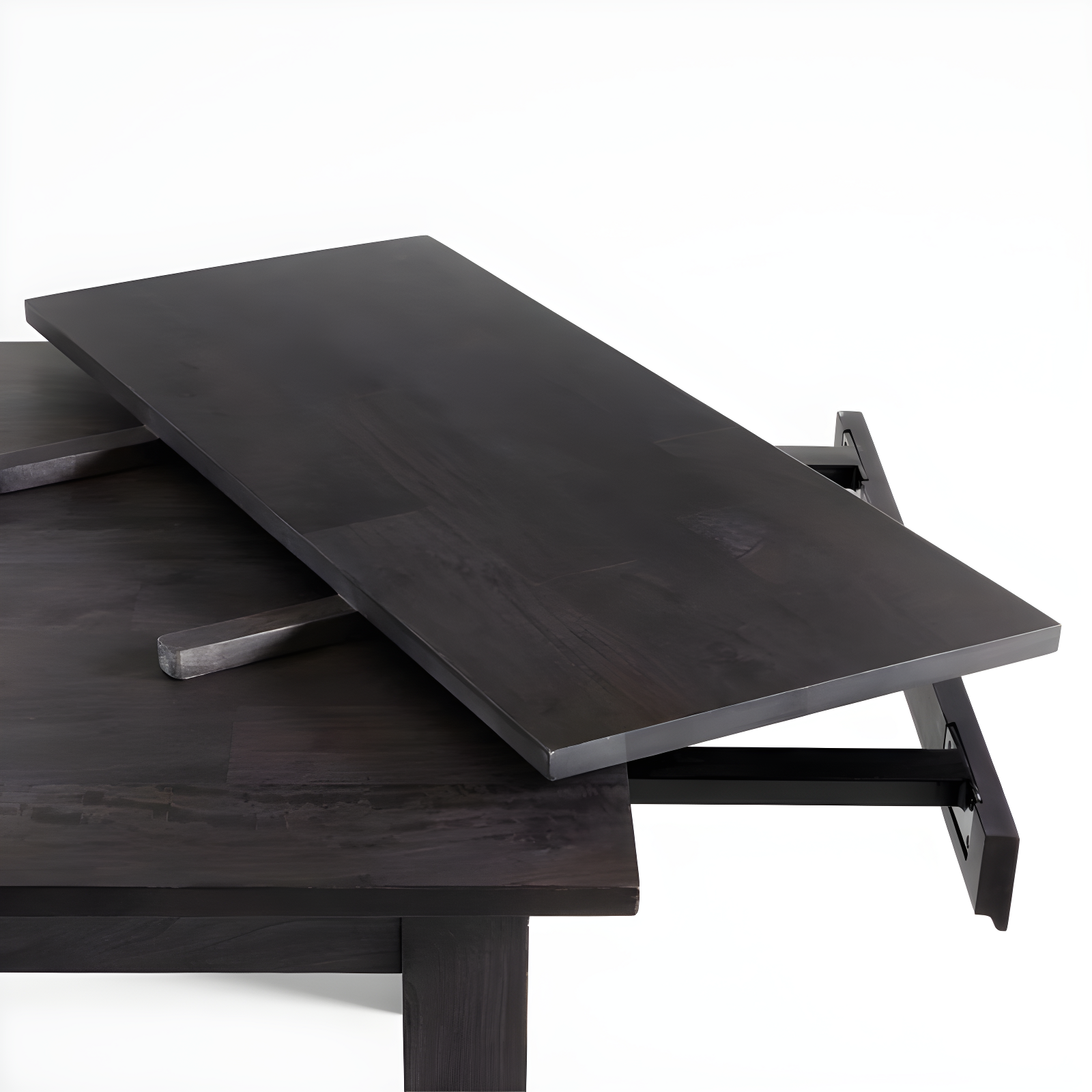 Basque 82"-118" Charcoal Grey Solid Wood Extendable Dining Table