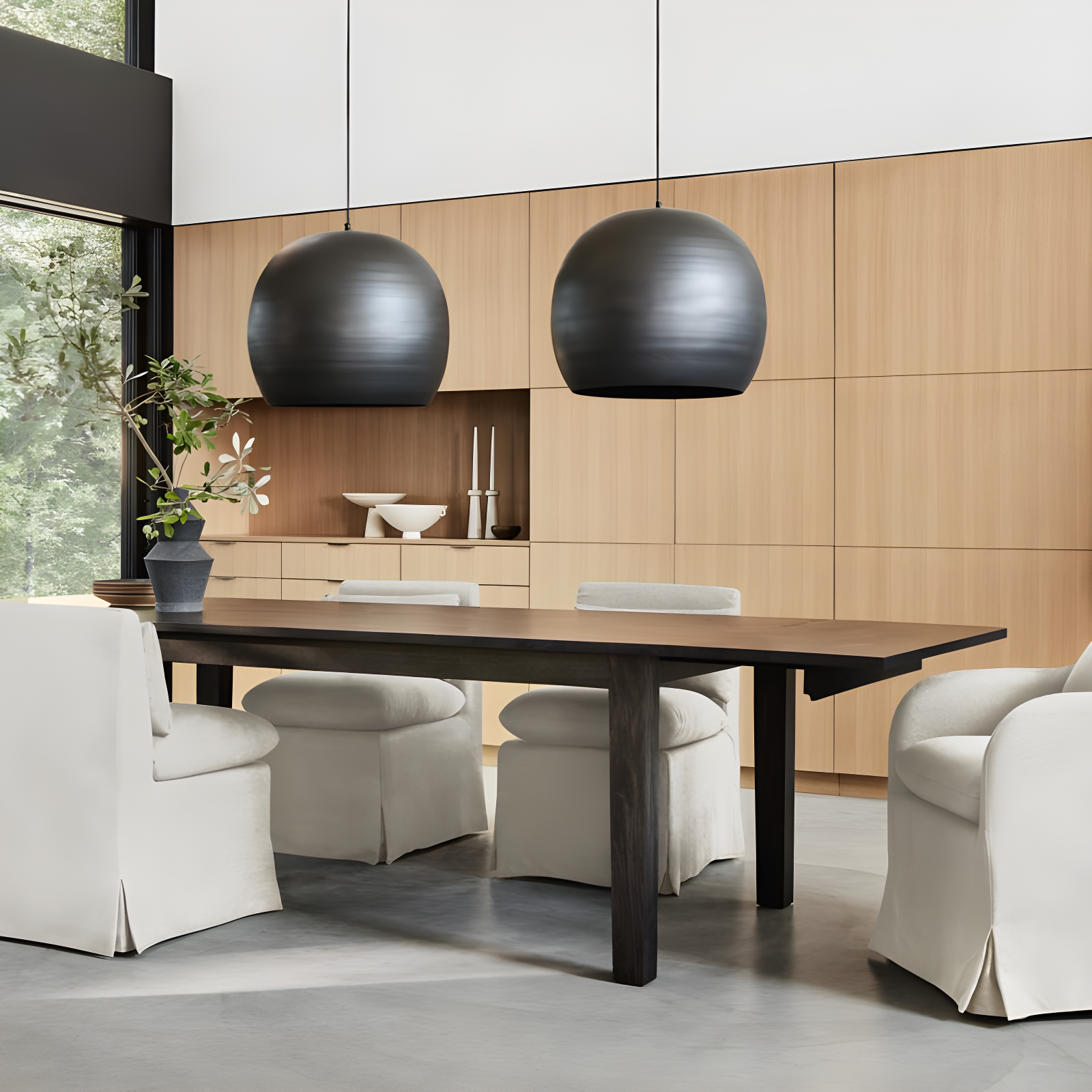 Basque 82"-118" Charcoal Grey Solid Wood Extendable Dining Table