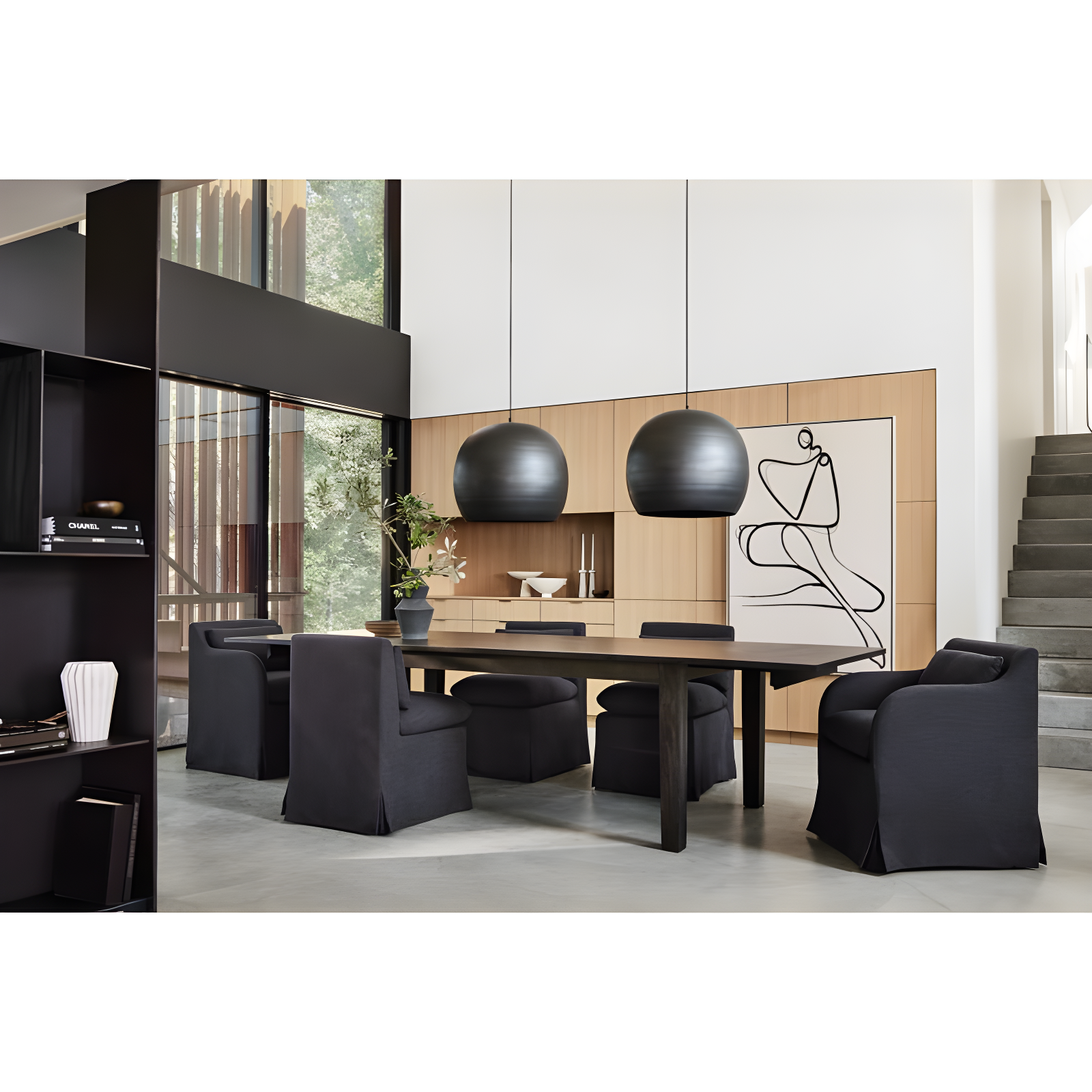 Basque 82"-118" Charcoal Grey Solid Wood Extendable Dining Table