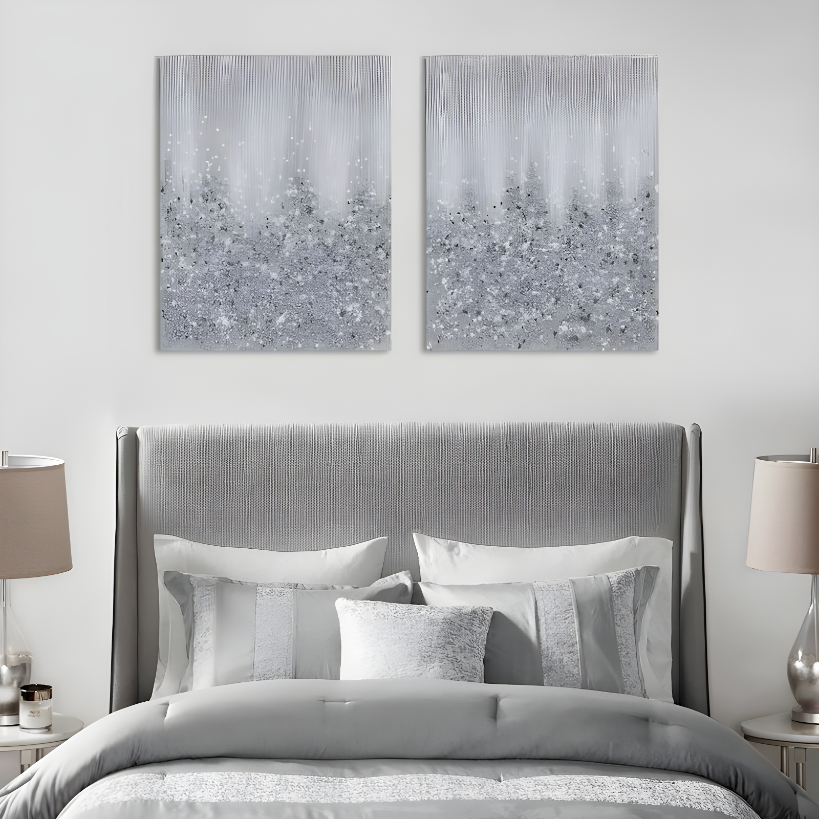 2pc Glimmer Hand Brushed Textured Canvas Art Set with Rock & Stone - Madison Park