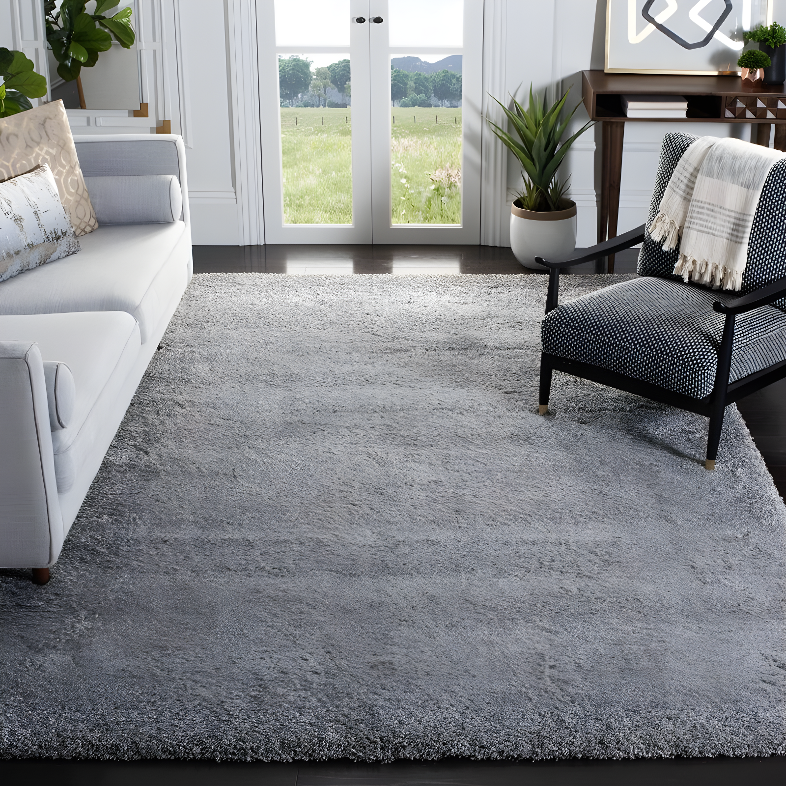 Shag SG151 Power Loomed Indoor Area Rug - Silver - 8'x10' - Safavieh.