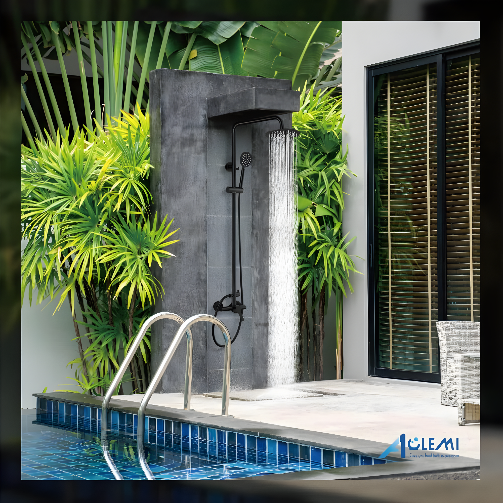 Outdoor Shower Fixture SUS304 Shower Faucet Combo Set Stainless Steel 8 Rainfall Shower Head