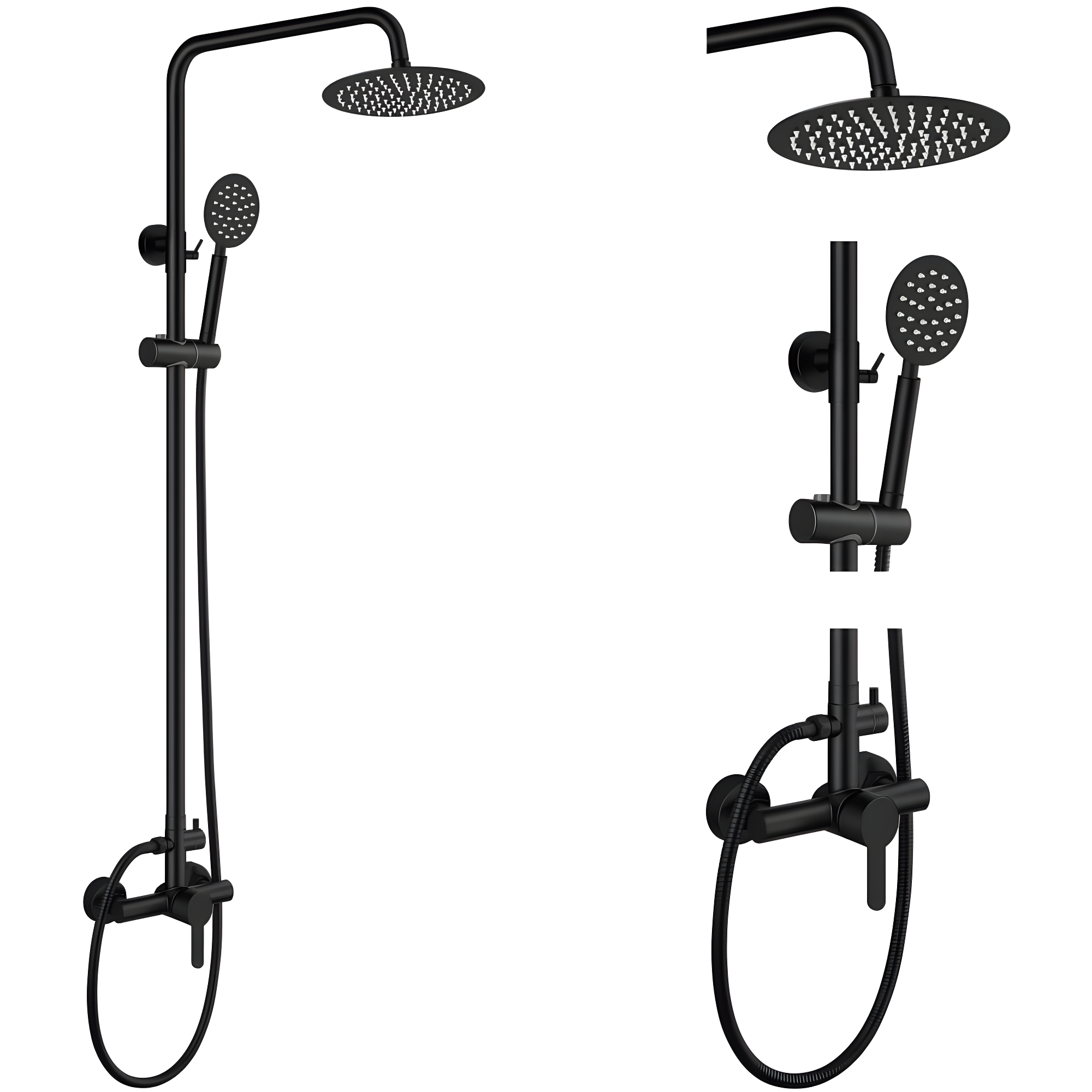 Outdoor Shower Fixture SUS304 Shower Faucet Combo Set Stainless Steel 8 Rainfall Shower Head