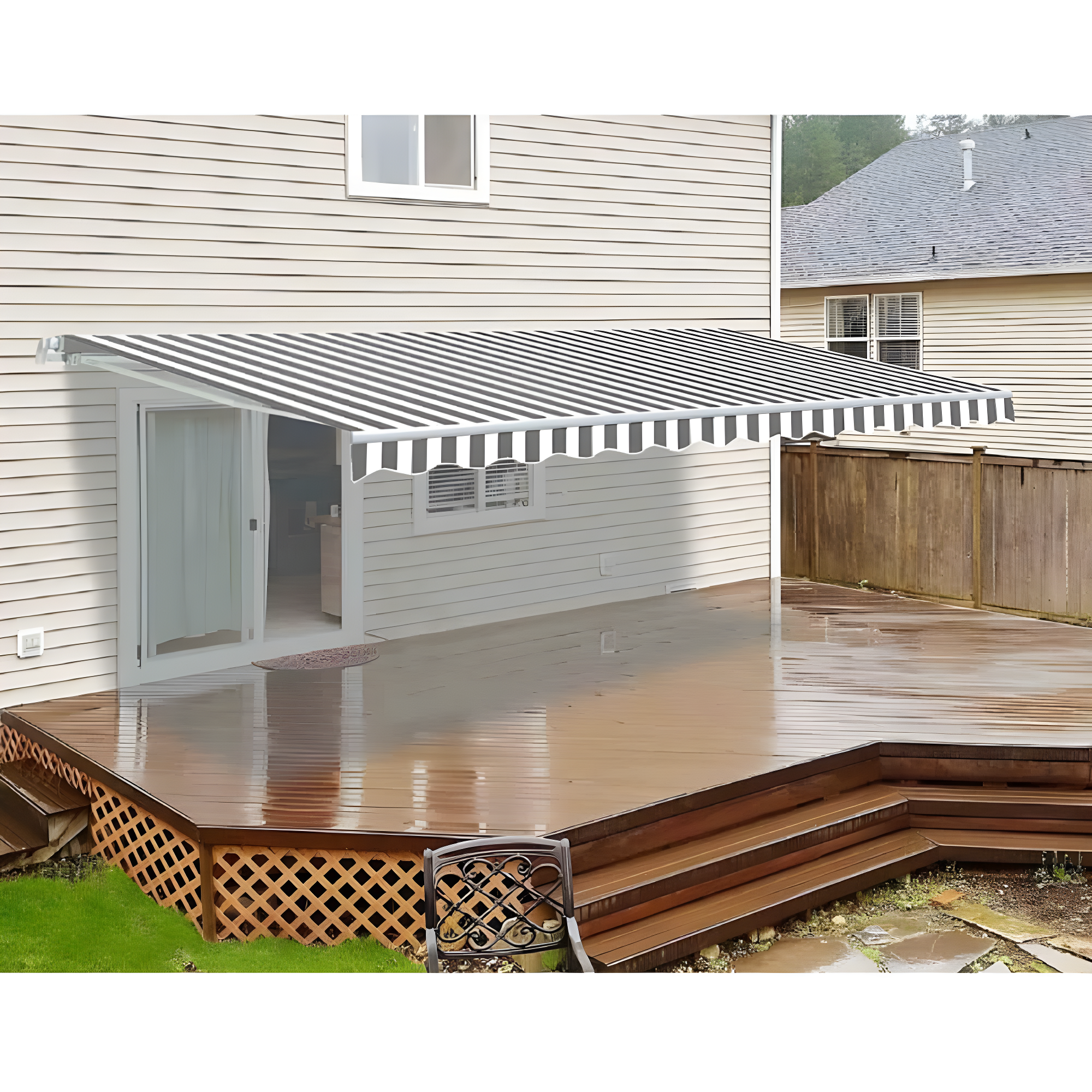 Retractable Patio Awning - White Frame