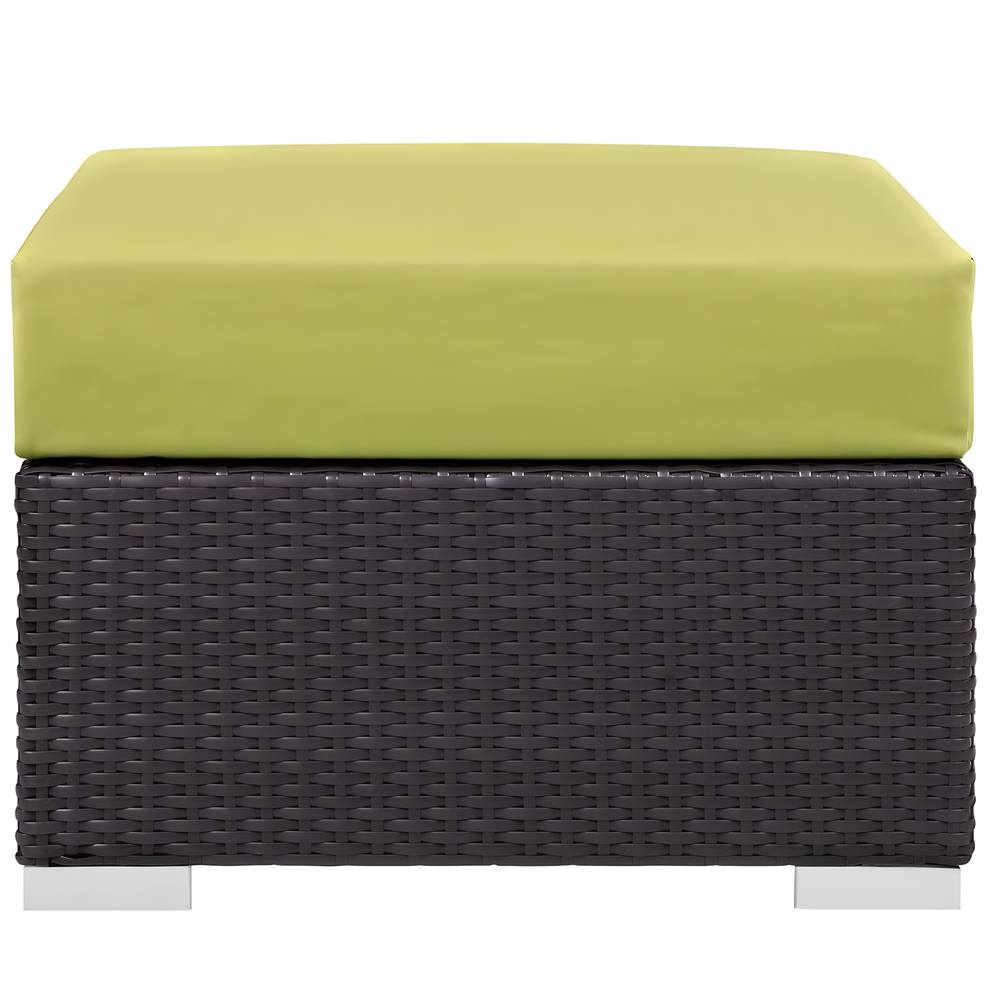 Modway Convene Outdoor Patio Fabric Square Ottoman in Espresso Peridot