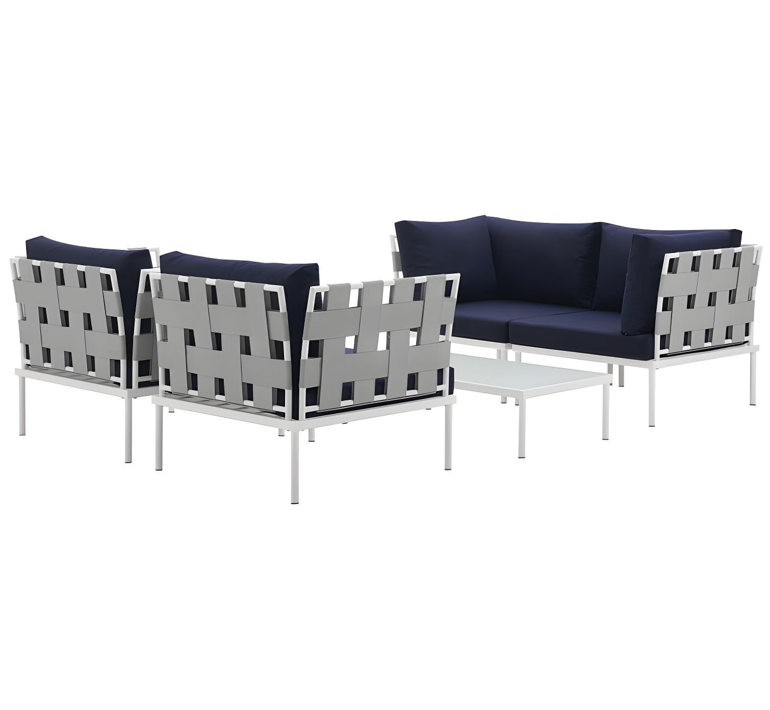 Modway Harmony 5 Piece Outdoor Patio Aluminum Sectional Sofa Set