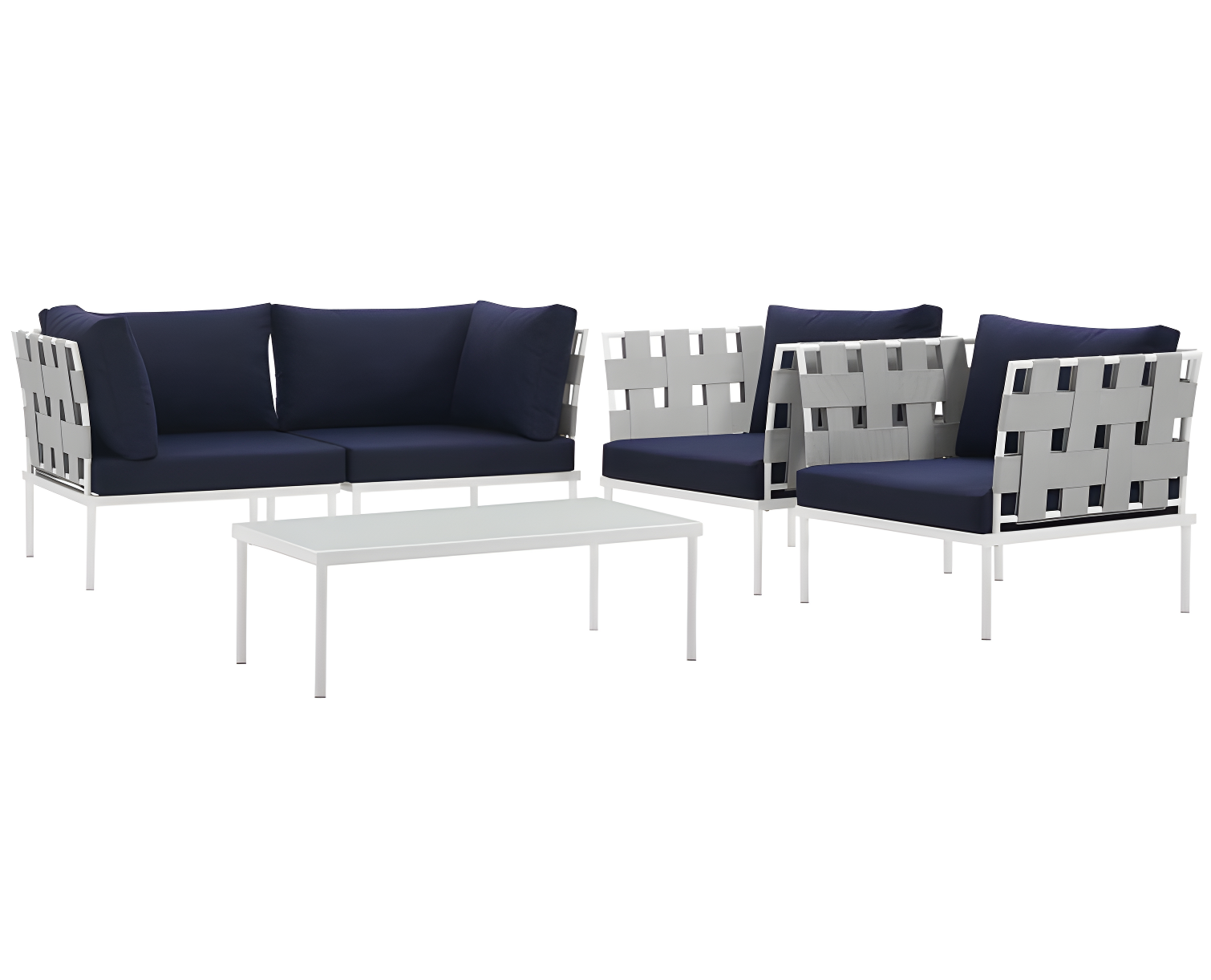 Modway Harmony 5 Piece Outdoor Patio Aluminum Sectional Sofa Set