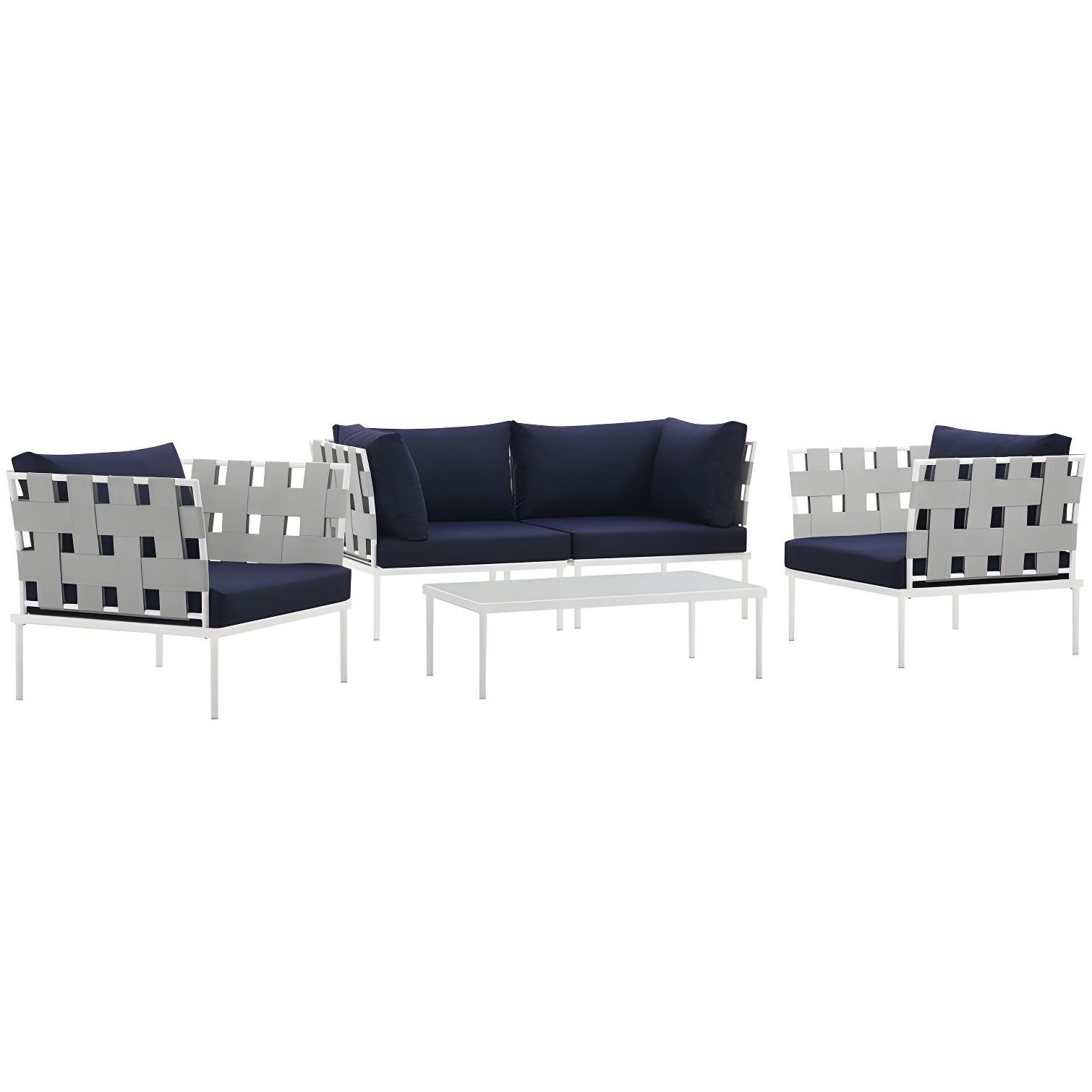 Modway Harmony 5 Piece Outdoor Patio Aluminum Sectional Sofa Set