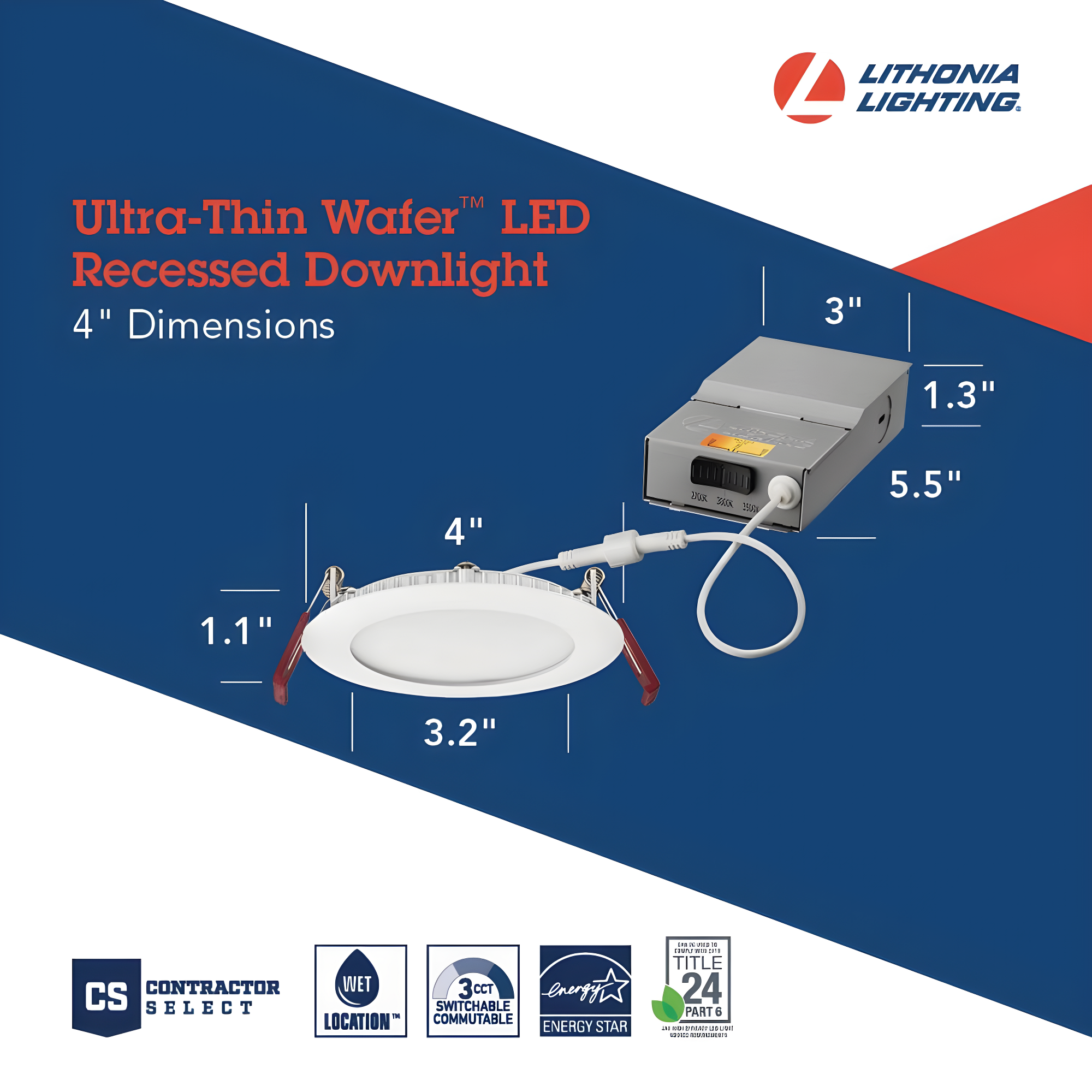 Wafer 4'' LED Retrofit Recessed Lighting Kit